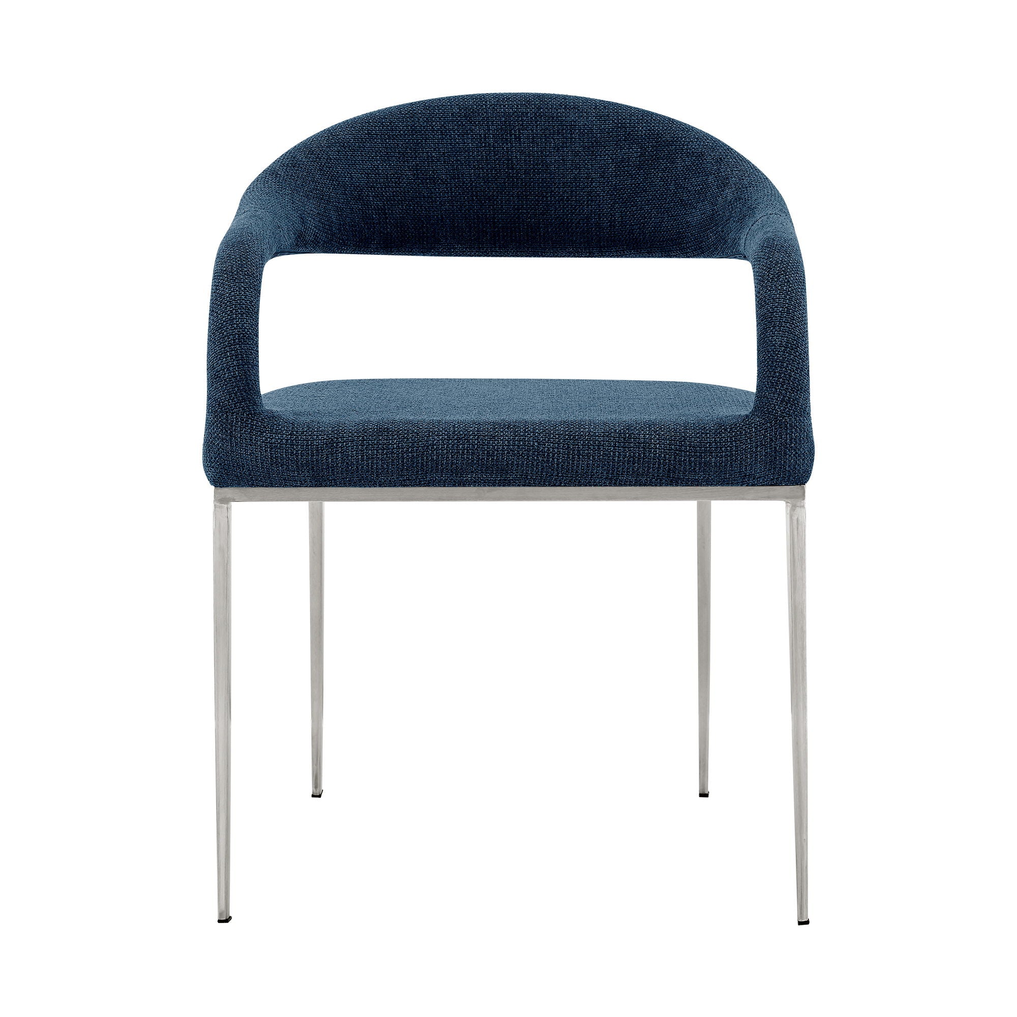 Armen Living Morgan Upholstered Dining Chair with Matte Black Iron and Blue Fabric - Thumbnail 4