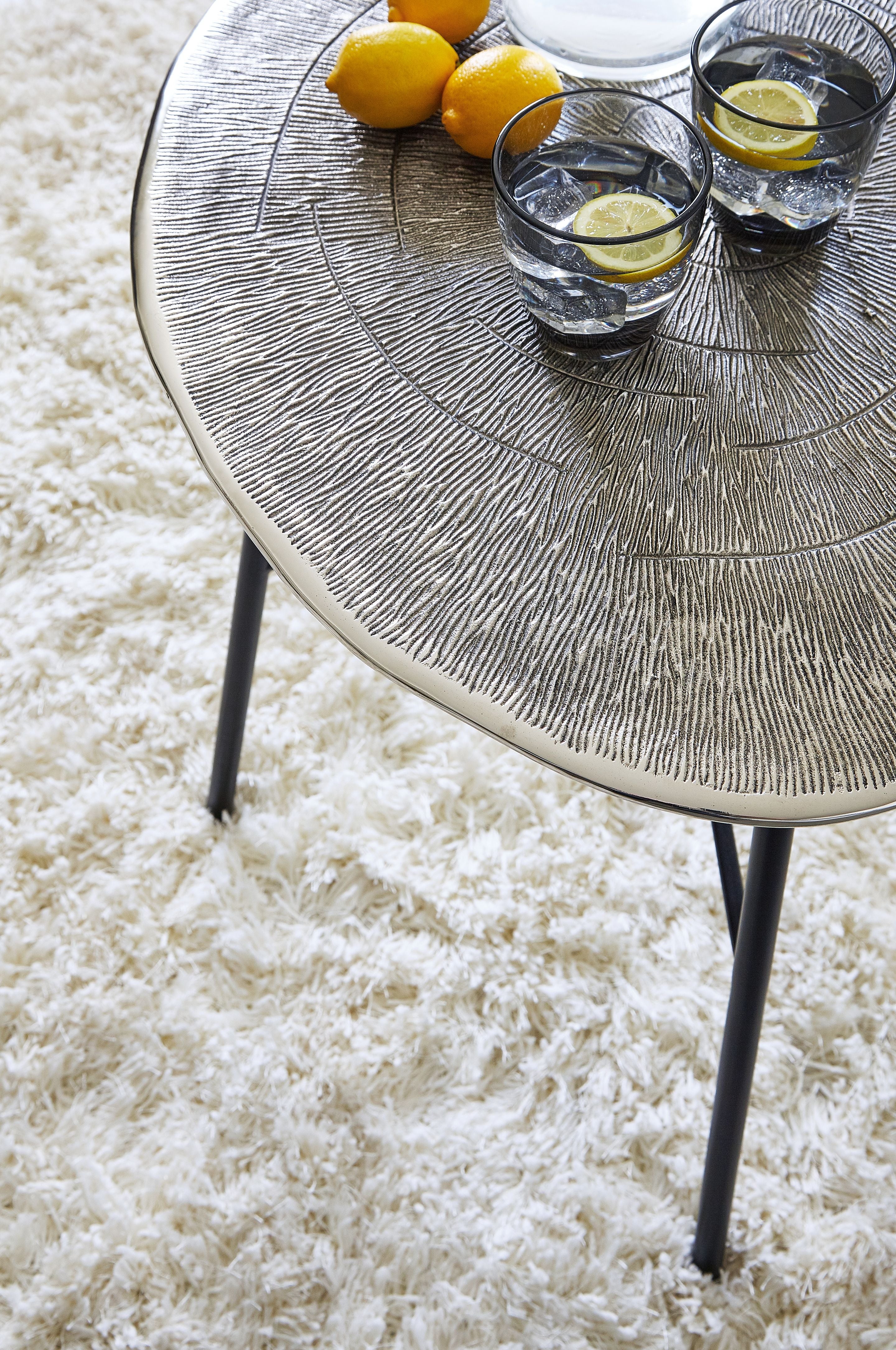 Laverford - Round End Table - Chrome / Black