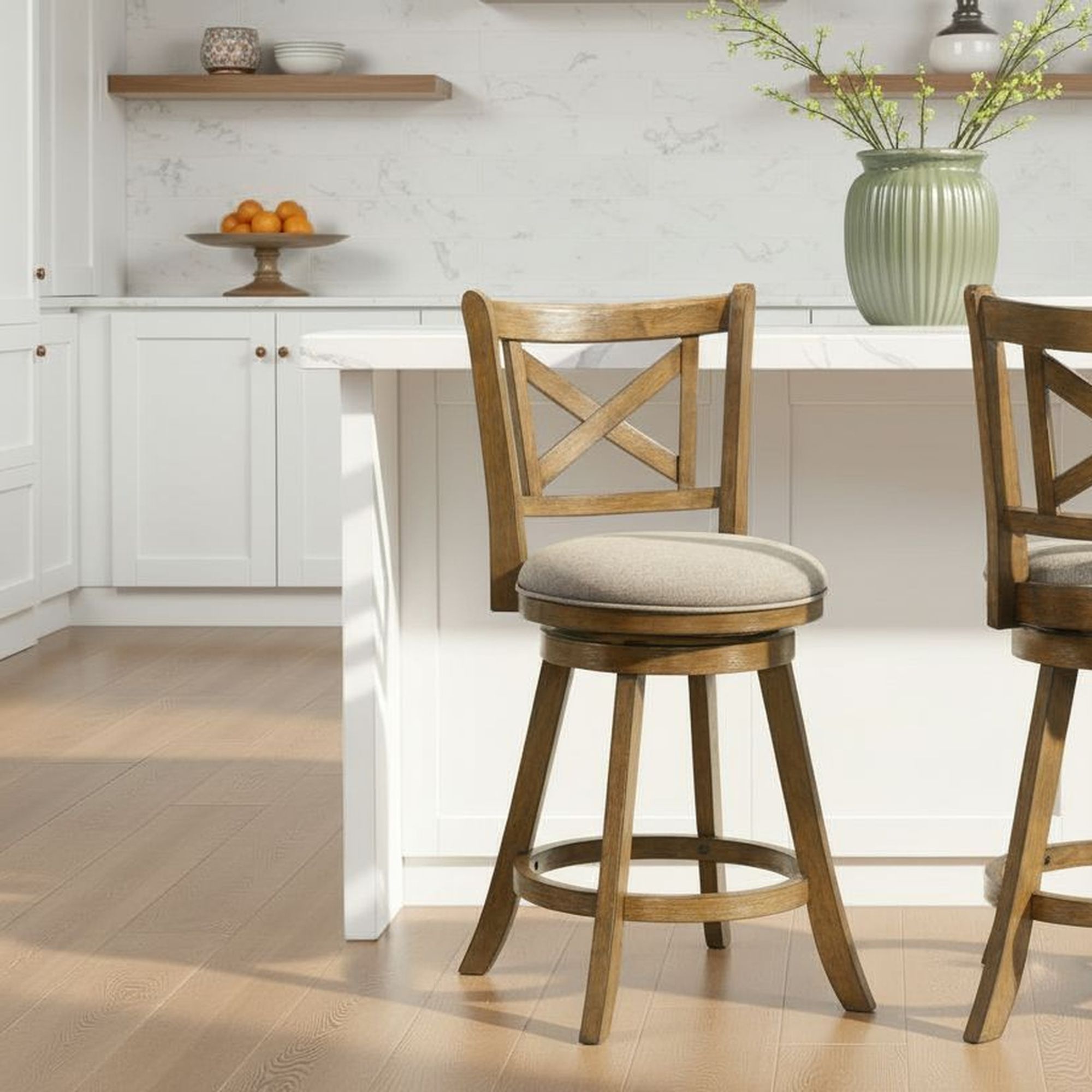 Kodi - Modern Farmhouse Swivel Wood Counter Height Kitchen Bar Stool