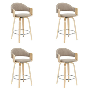 Daxton - Swivel Counter Height Round Back Wood Bar Stool With Faux Leather Seat