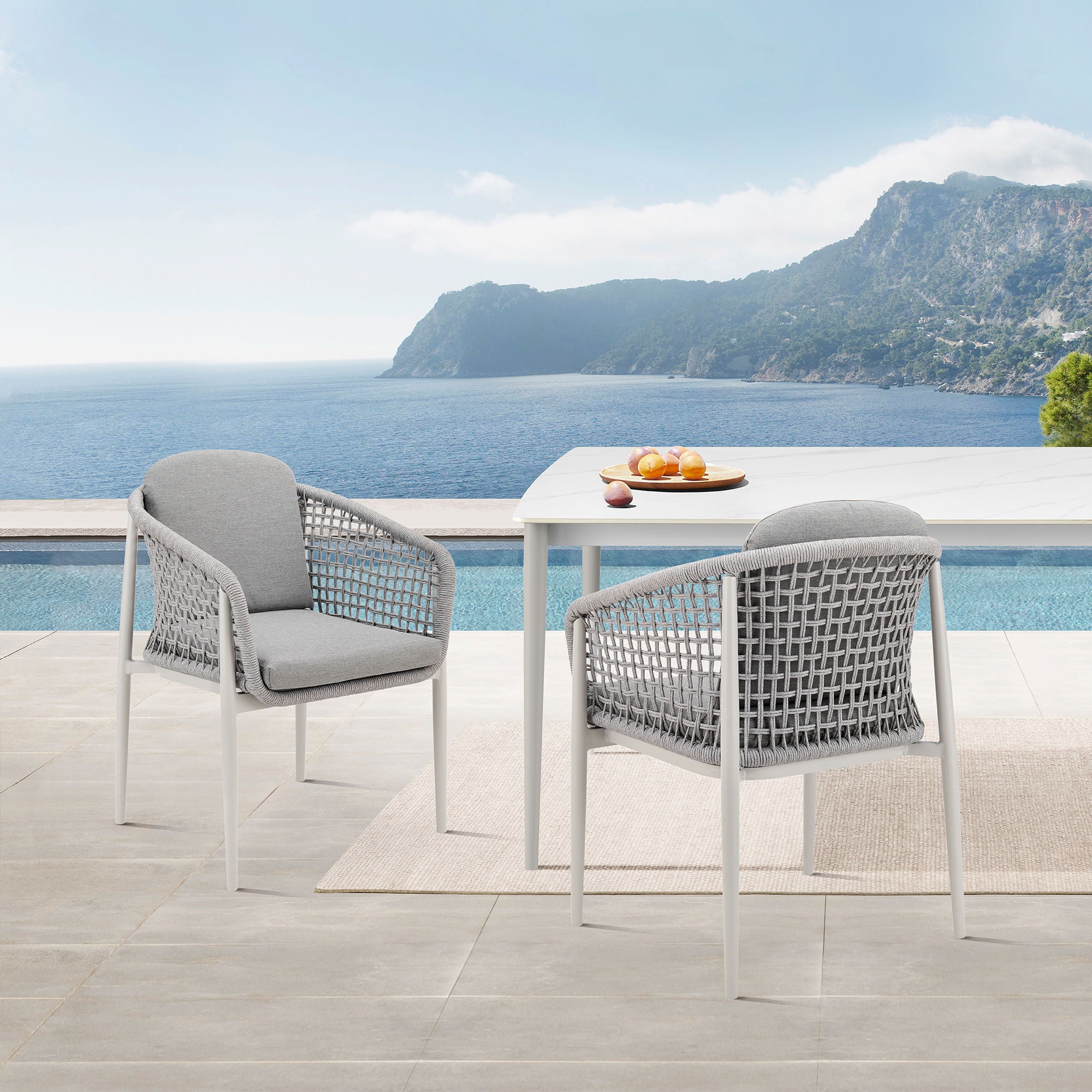 Rhodes - Outdoor Patio Dining Chair (Set of 2) - Light Gray