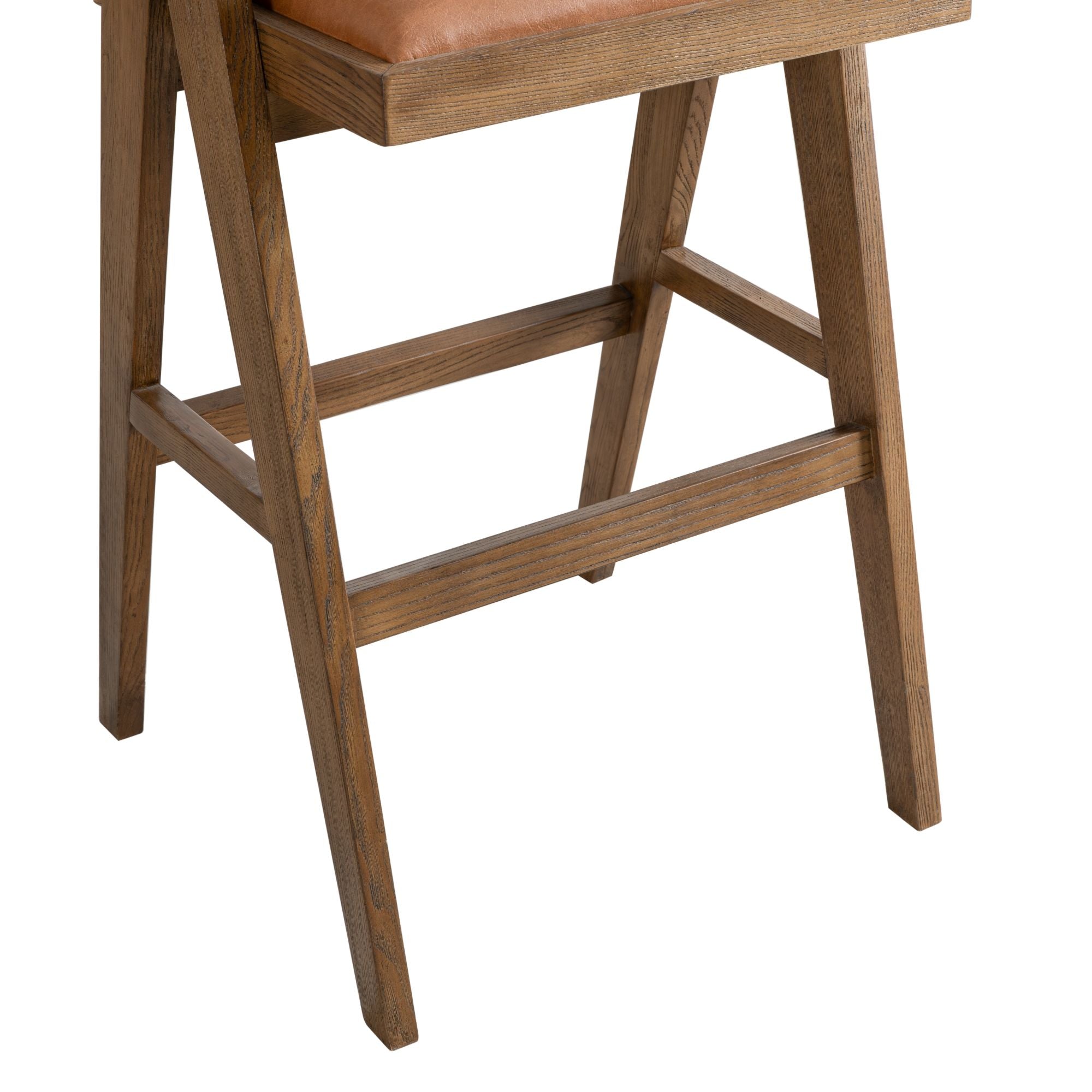 Harley - Nutmeg Brown Solid Wood And Rattan Upholstered 30" Bar Height Barstool