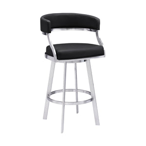 Dione - Swivel Faux Leather And Brushed Stainless Steel Bar Stool