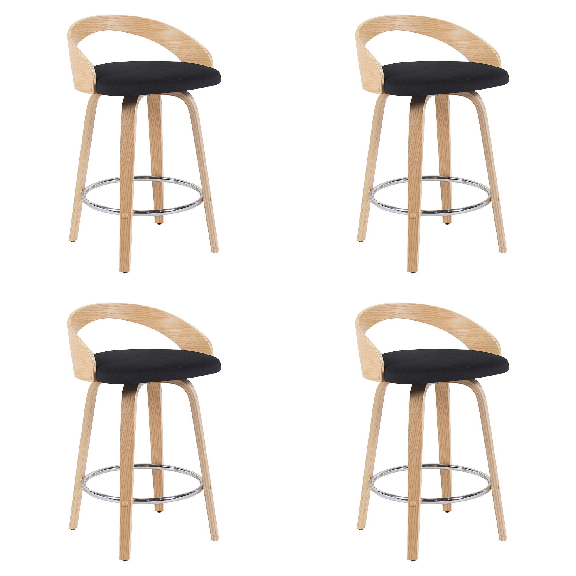 Sonia - Modern Swivel Counter Height Bar Stool - Patterned Oak Wood Finish
