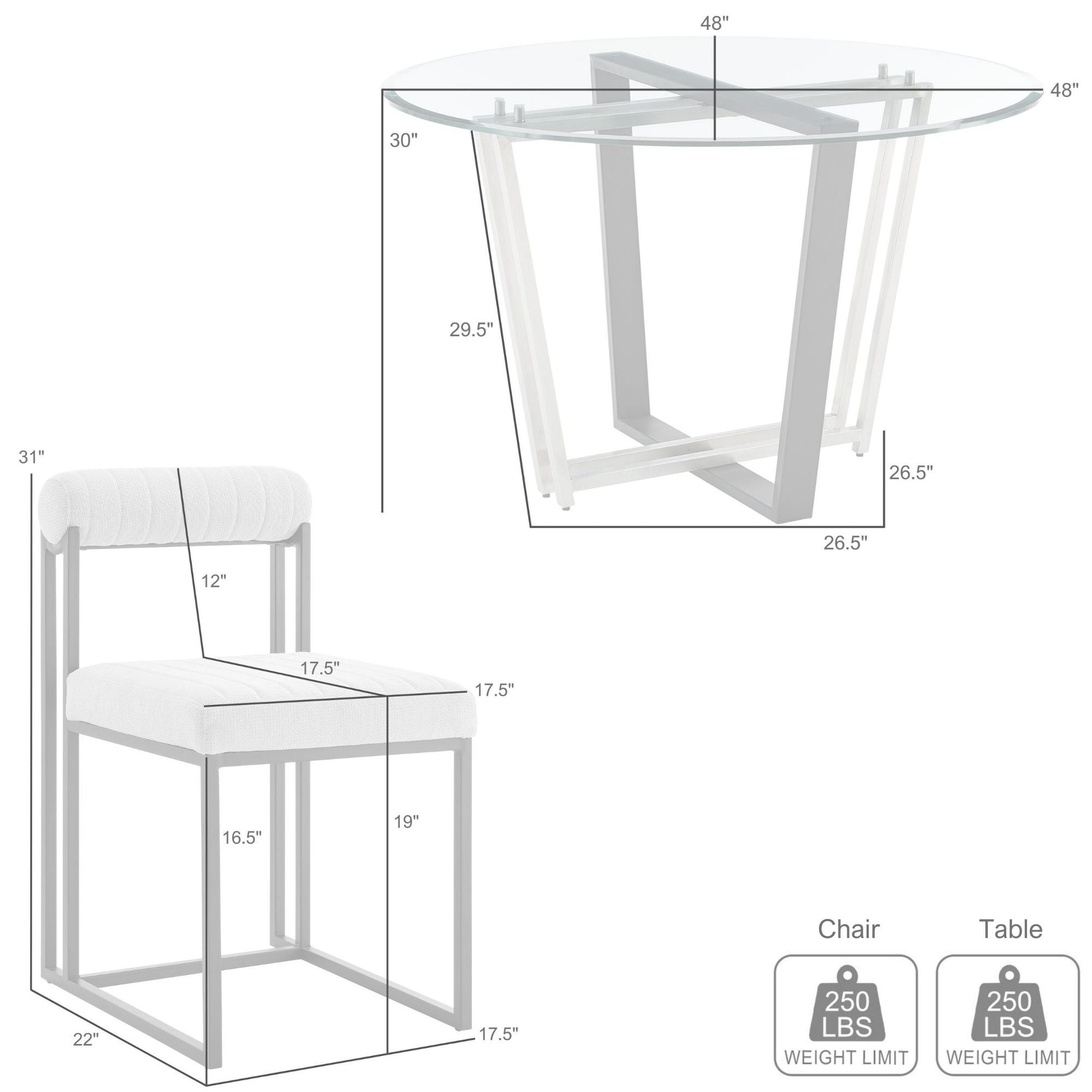 Devi Anastasia - Round Glass Dining Table Set