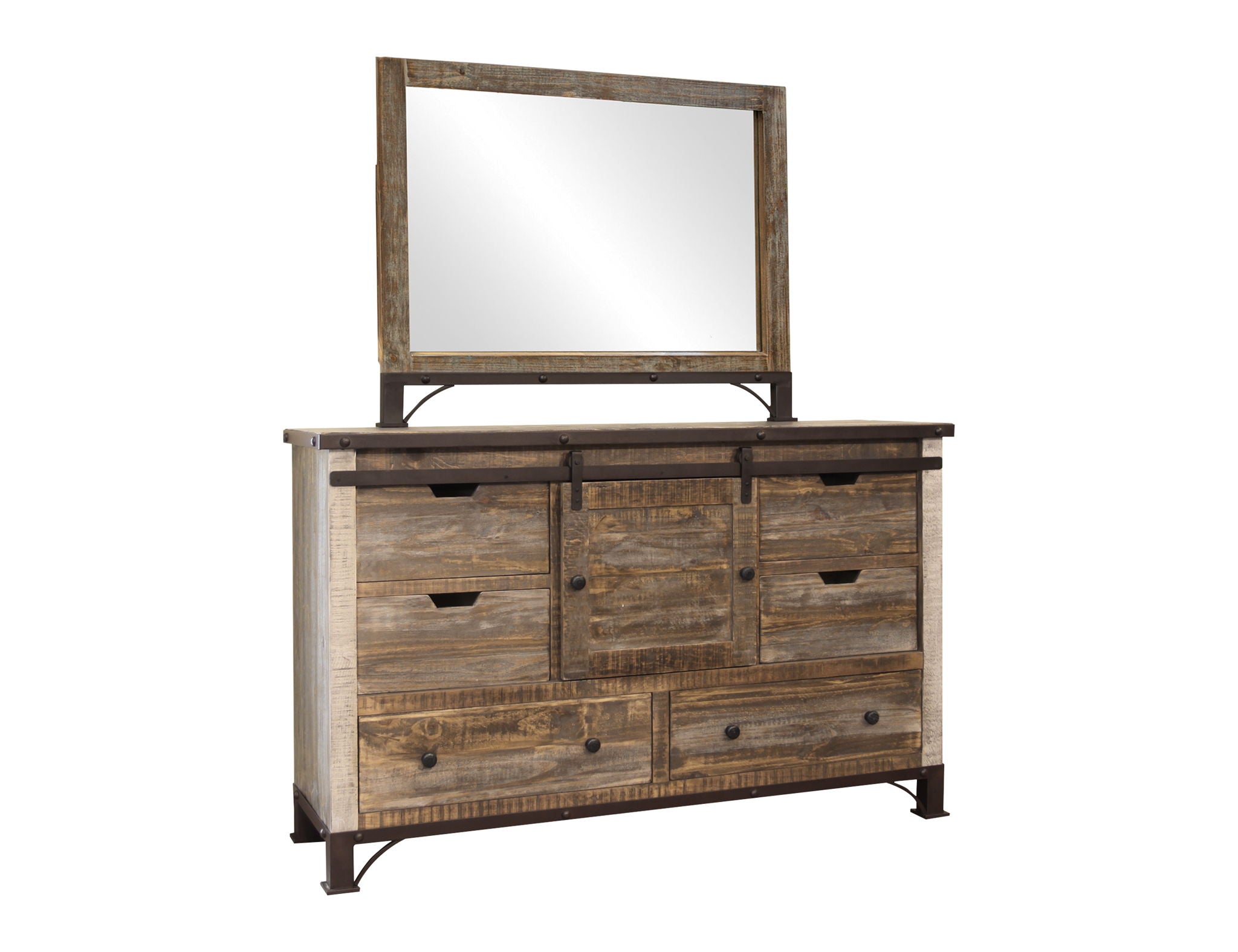 Antique - Dresser With 6 Drawer / 1 Door - Multicolor