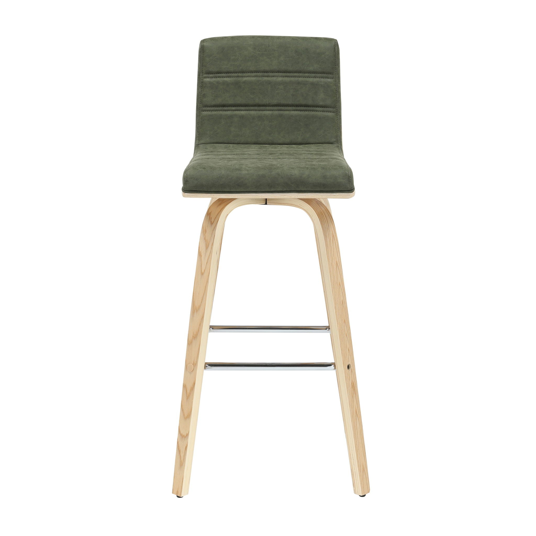 Vienna - 39.5" Swivel Bar Height Square Back Wood Bar Stool With Faux Leather Seat