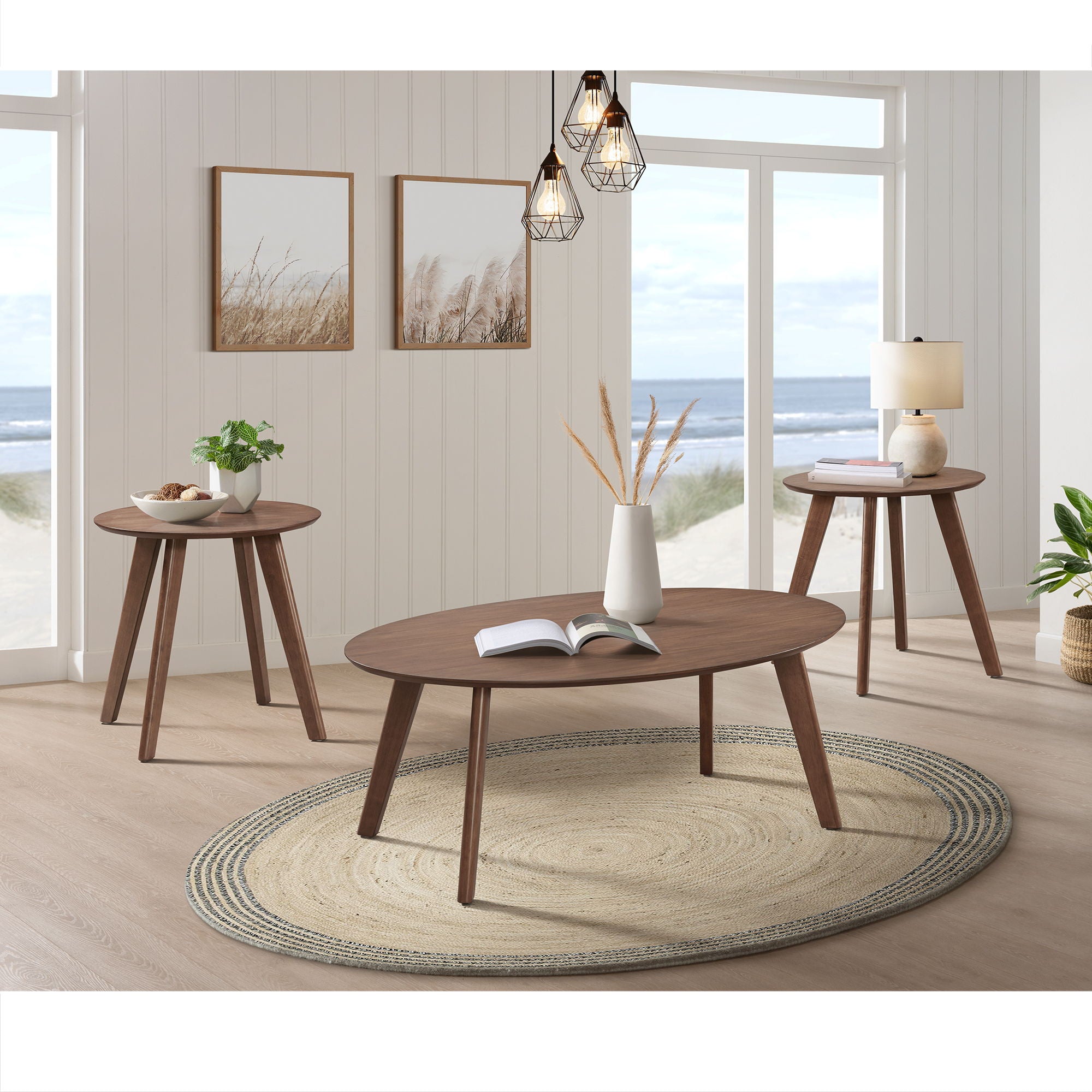 Theo - Three Pack Occasional Set With Coffee Table And 2 End Tables - Walnut