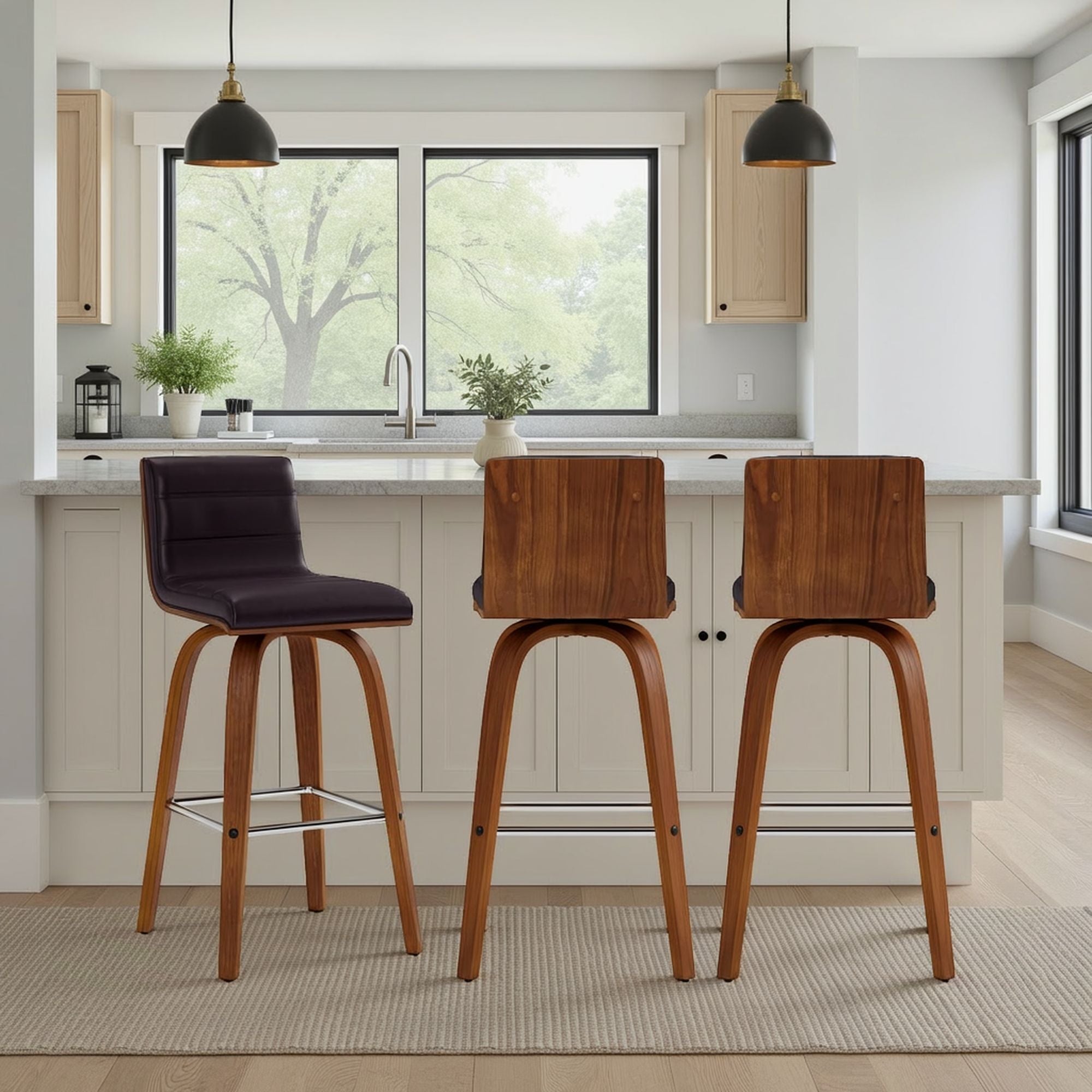 Vienna - 26" Swivel Counter Stool - Walnut Wood