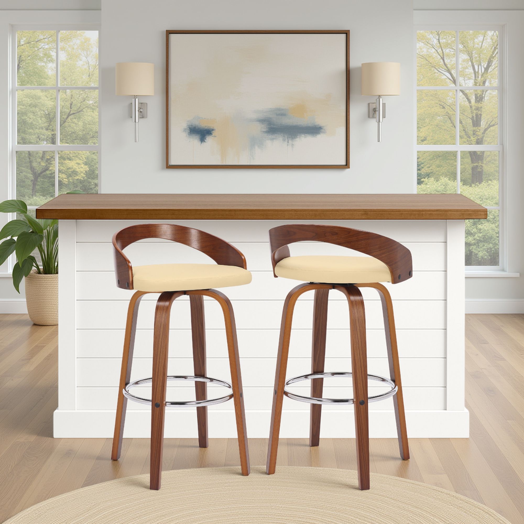 Sonia - 30" Bar Height Swivel Bar Stool - Walnut Wood