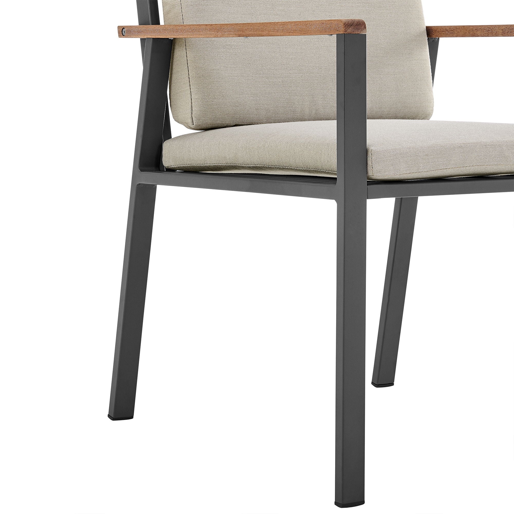 Nofi - Outdoor Patio Dining Chair With Cushions (Set of 2) - Charcoal / Taupe