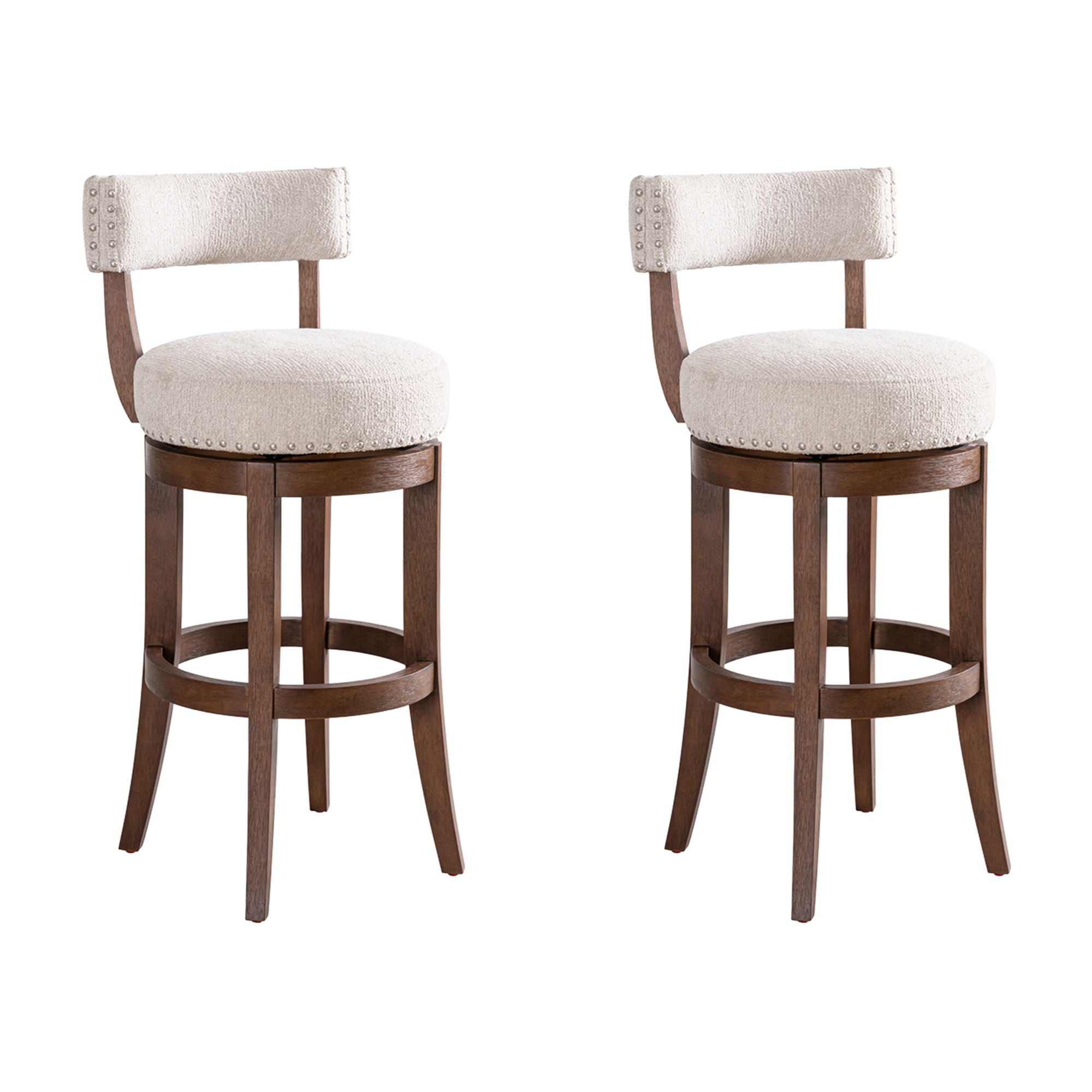Mystic - Solid Wood Upholstered 30" Bar Height Swivel Barstool
