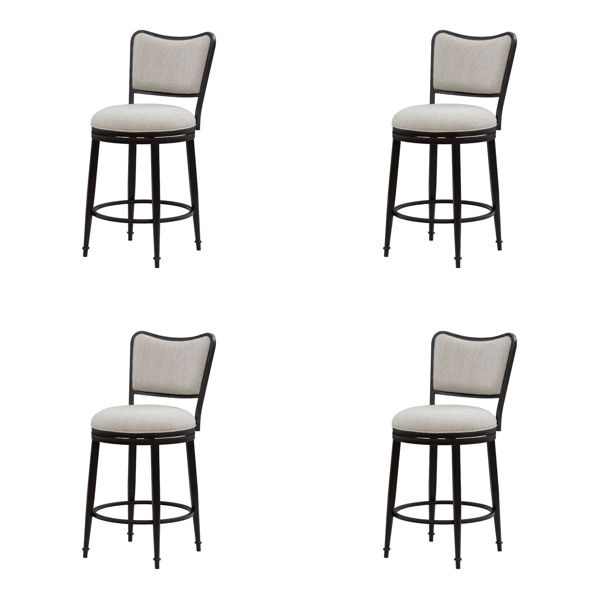 Baxter - Steel Frame Fabric Upholstered Swivel Counter Height Barstool