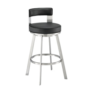 Lynof - Swivel Bar Stool - Brushed Stainless Steel Finish