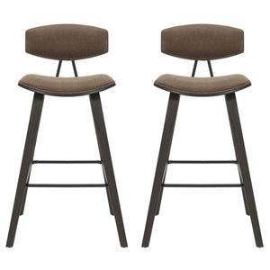 Fox - Bar Height Curved Back Wood Bar Stool With Faux Leather Seat