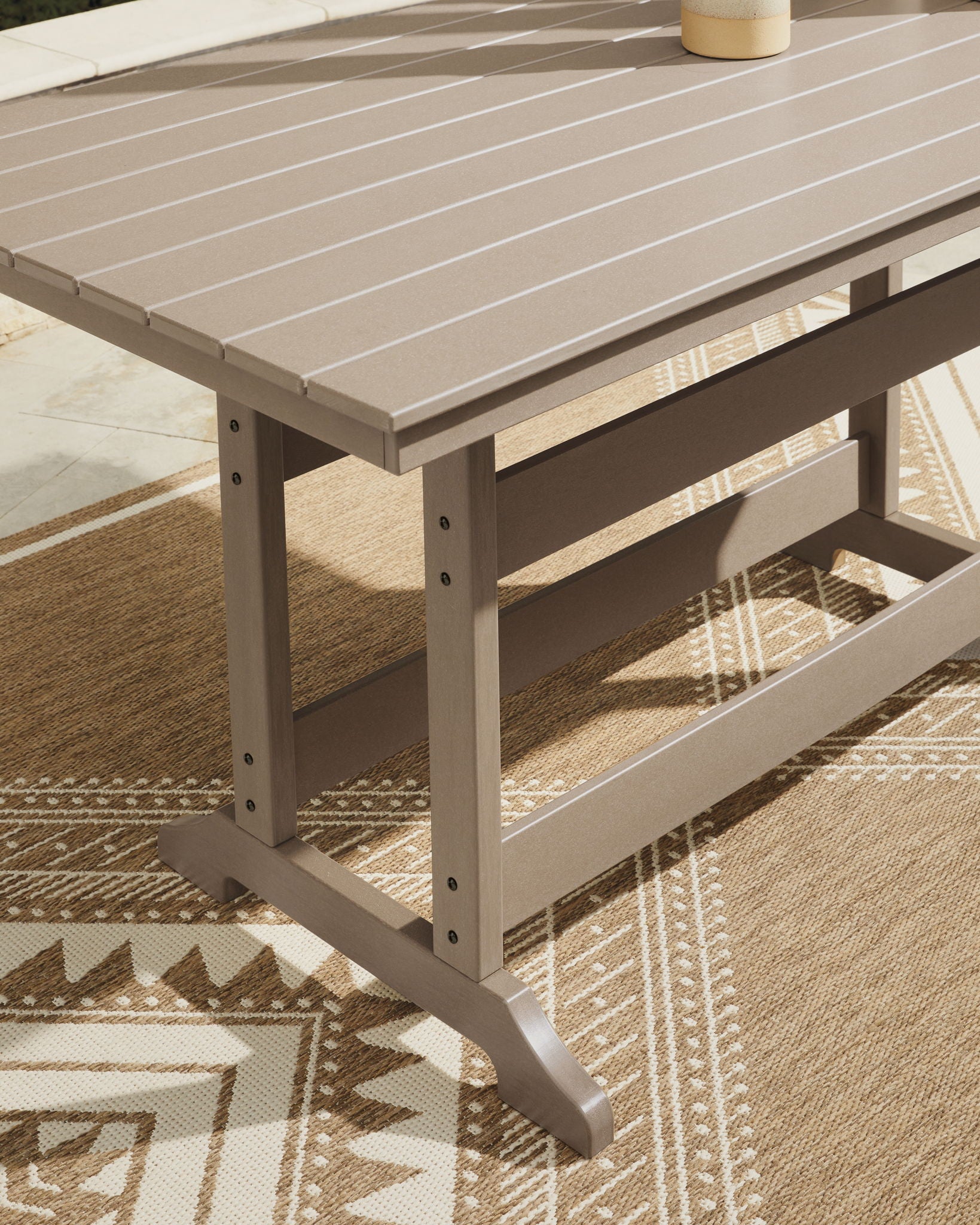 Seacliff Beach - Rectangular Counter Height Dining Table With Umbrella Option - Medium Brown