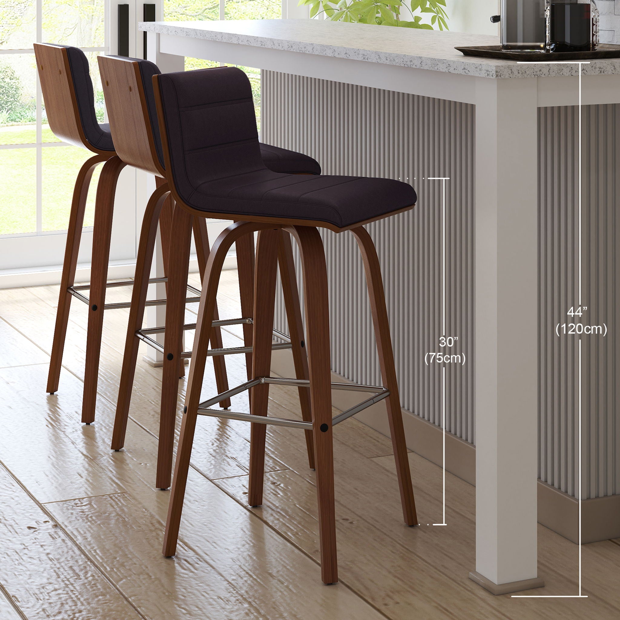 Vienna - 30" Swivel Bar Stool - Walnut Wood