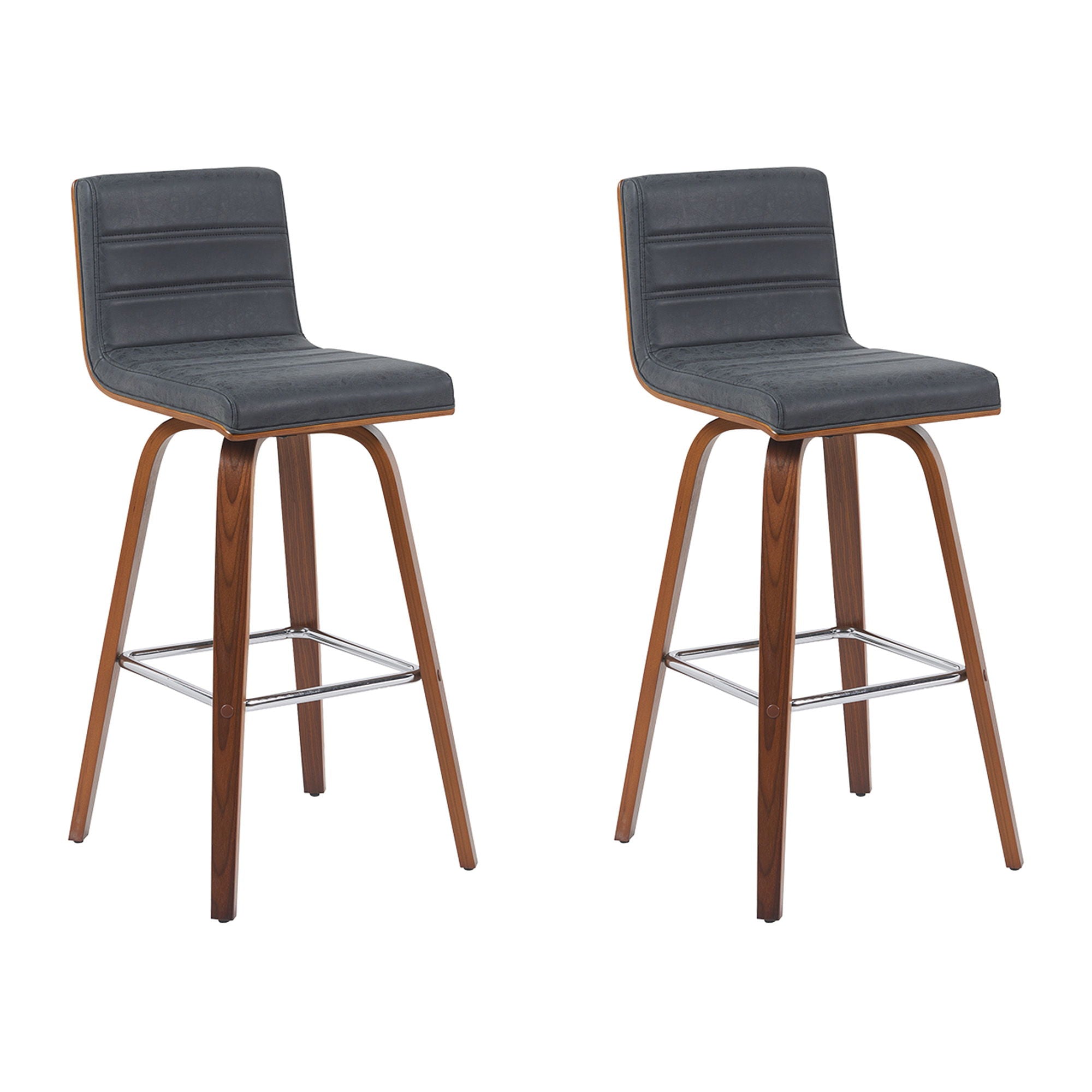 Vienna - Modern Swivel Bar Height Stool - Walnut Finished Wood Frame