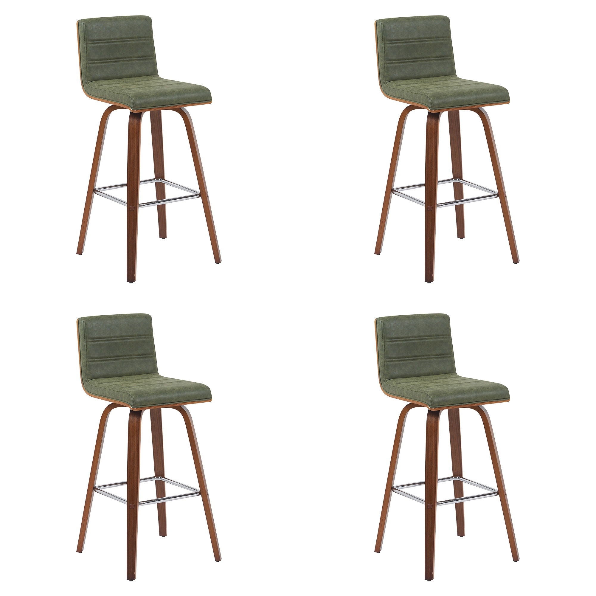 Vienna - Modern Swivel Bar Height Stool - Walnut Finished Wood Frame