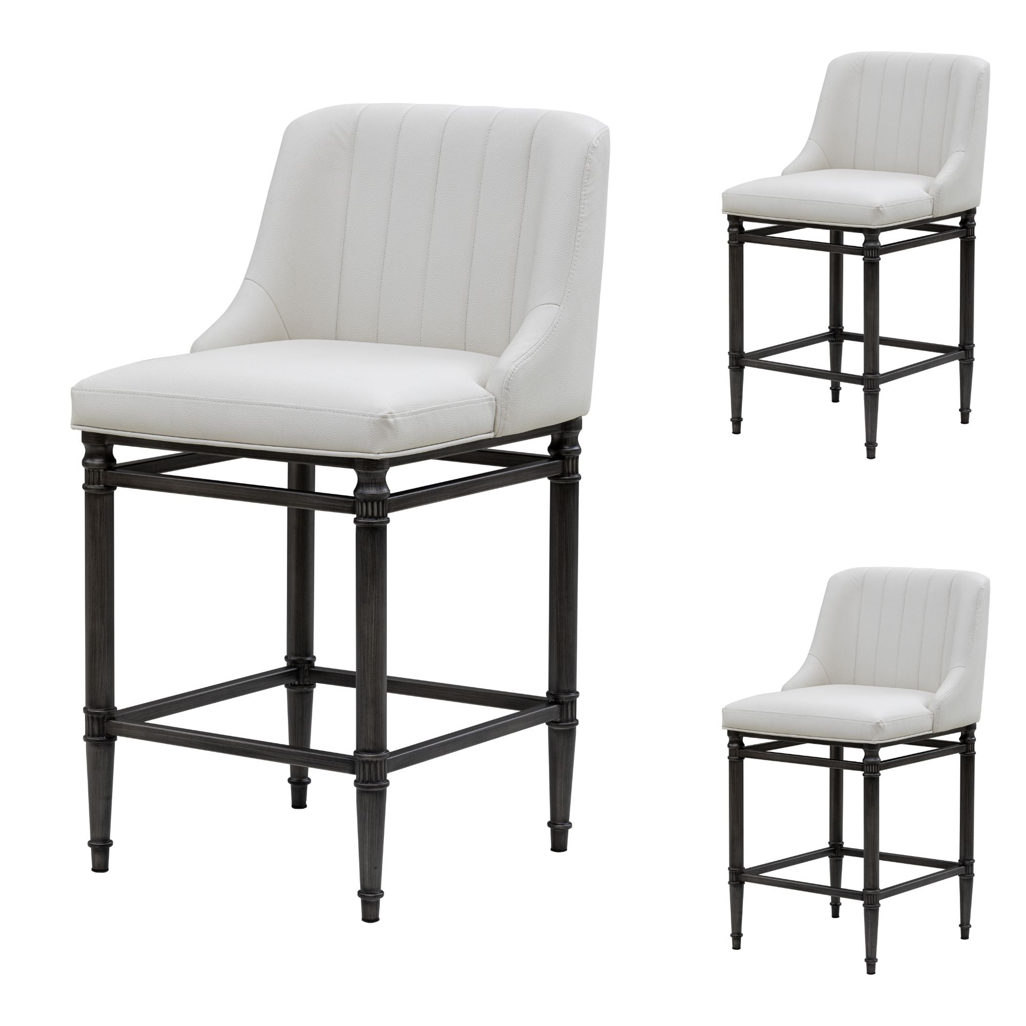 Marvin - Steel Frame Faux Leather Upholstered Counter Height Barstool