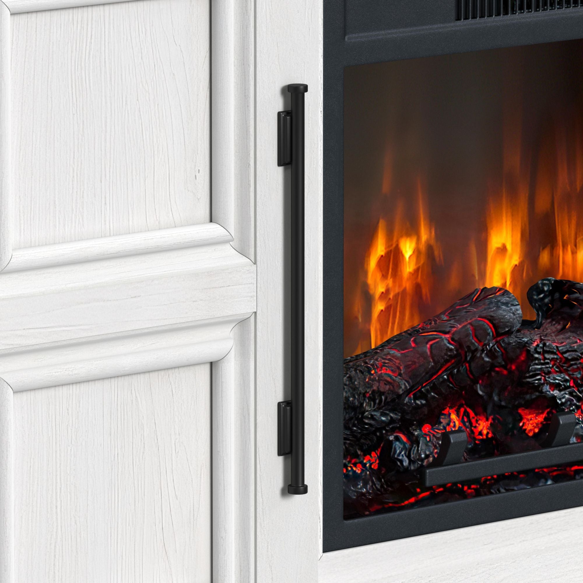 Villa - Console With 23" Fireplace Insert - White & Natural