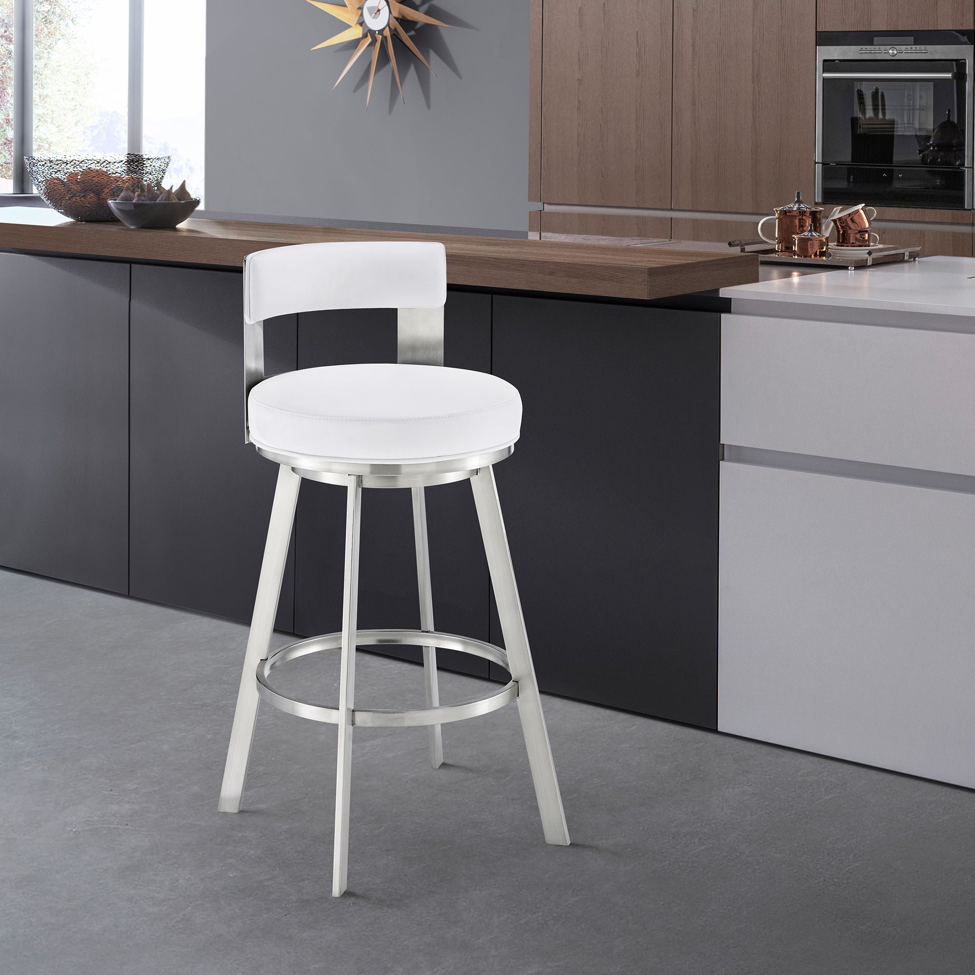 Flynn - Swivel Bar Stool - Brushed Steel