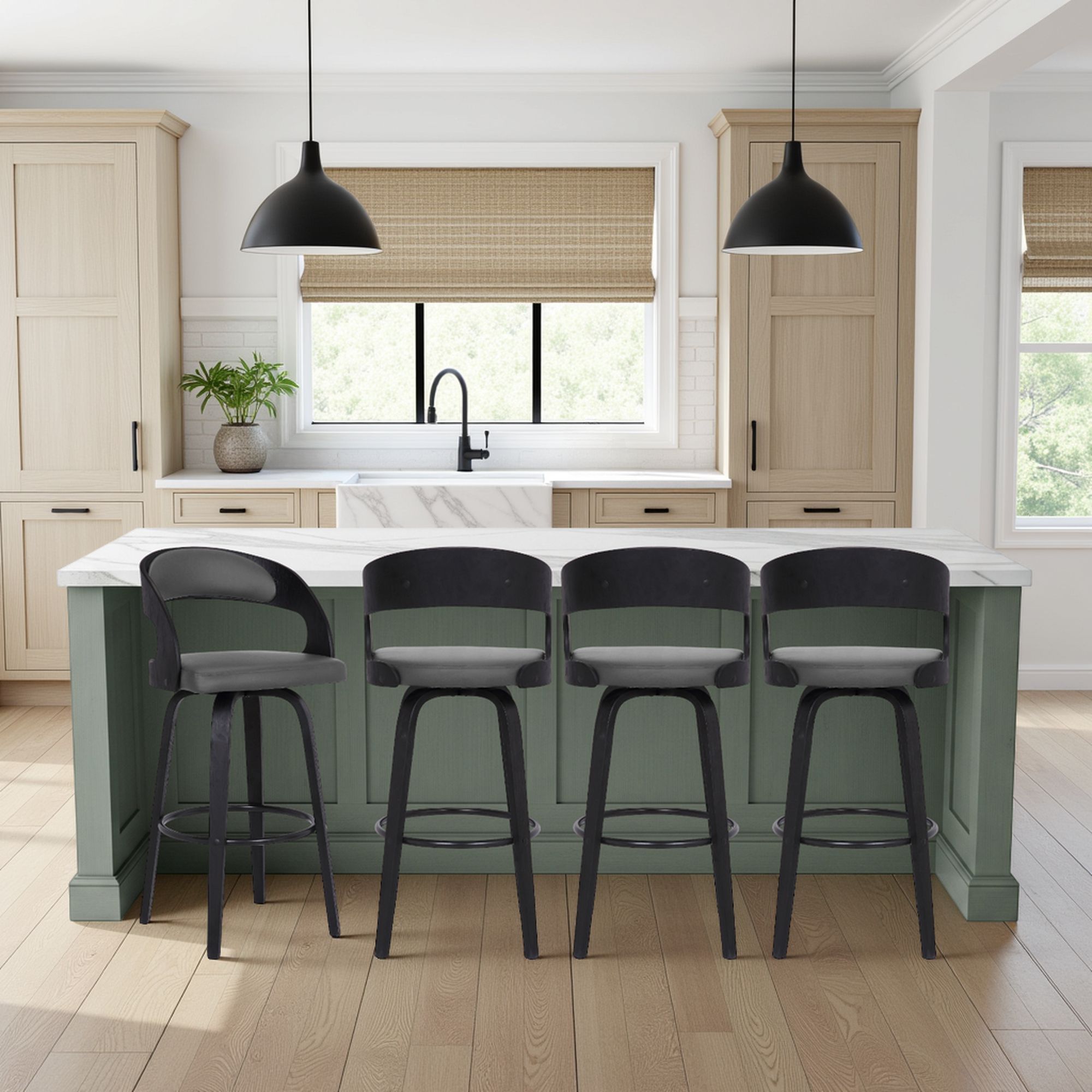 Shelly - 26" Counter Height Swivel Bar Stool With Black Frame
