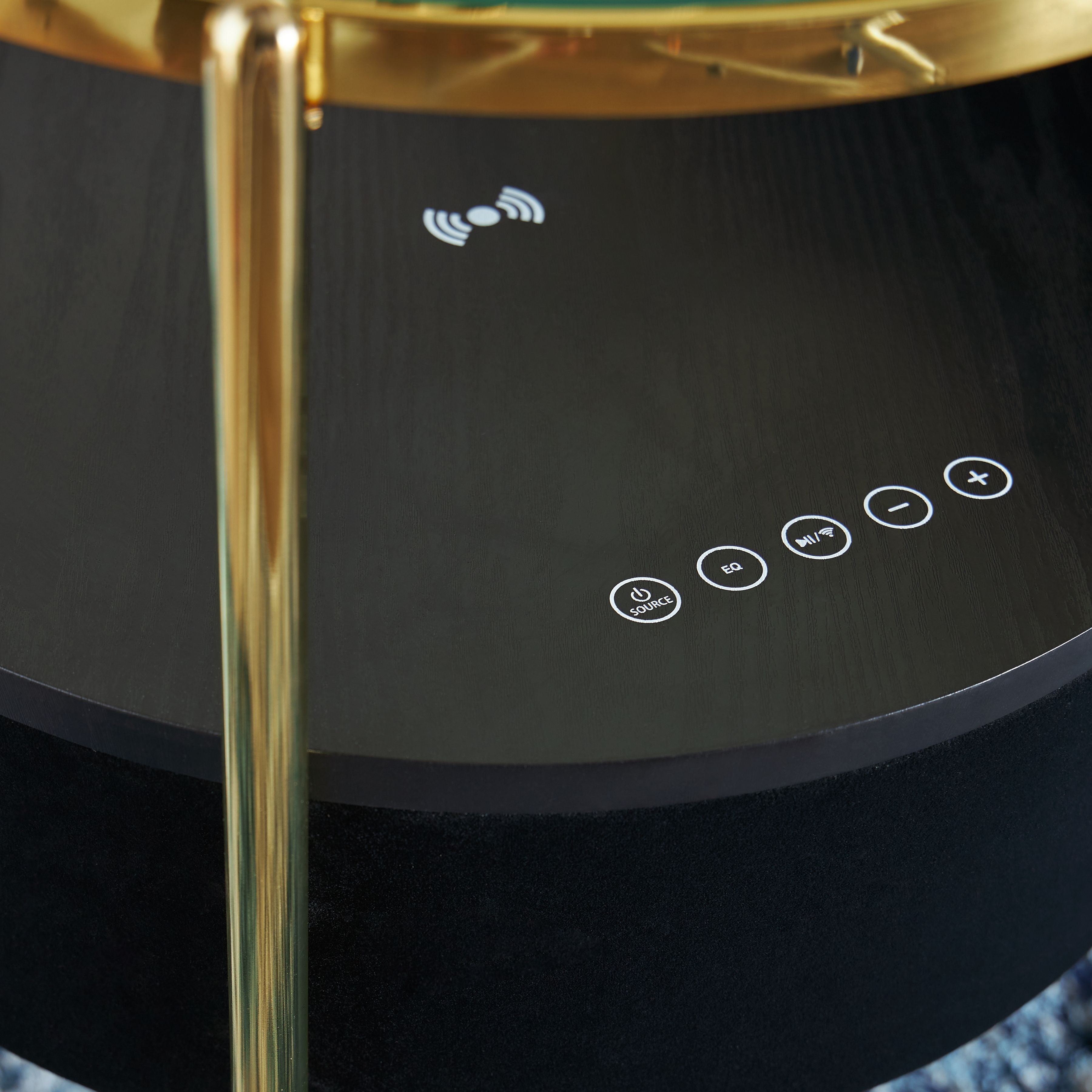 Nedman - Accent Table With Speaker - Black / Gold Finish