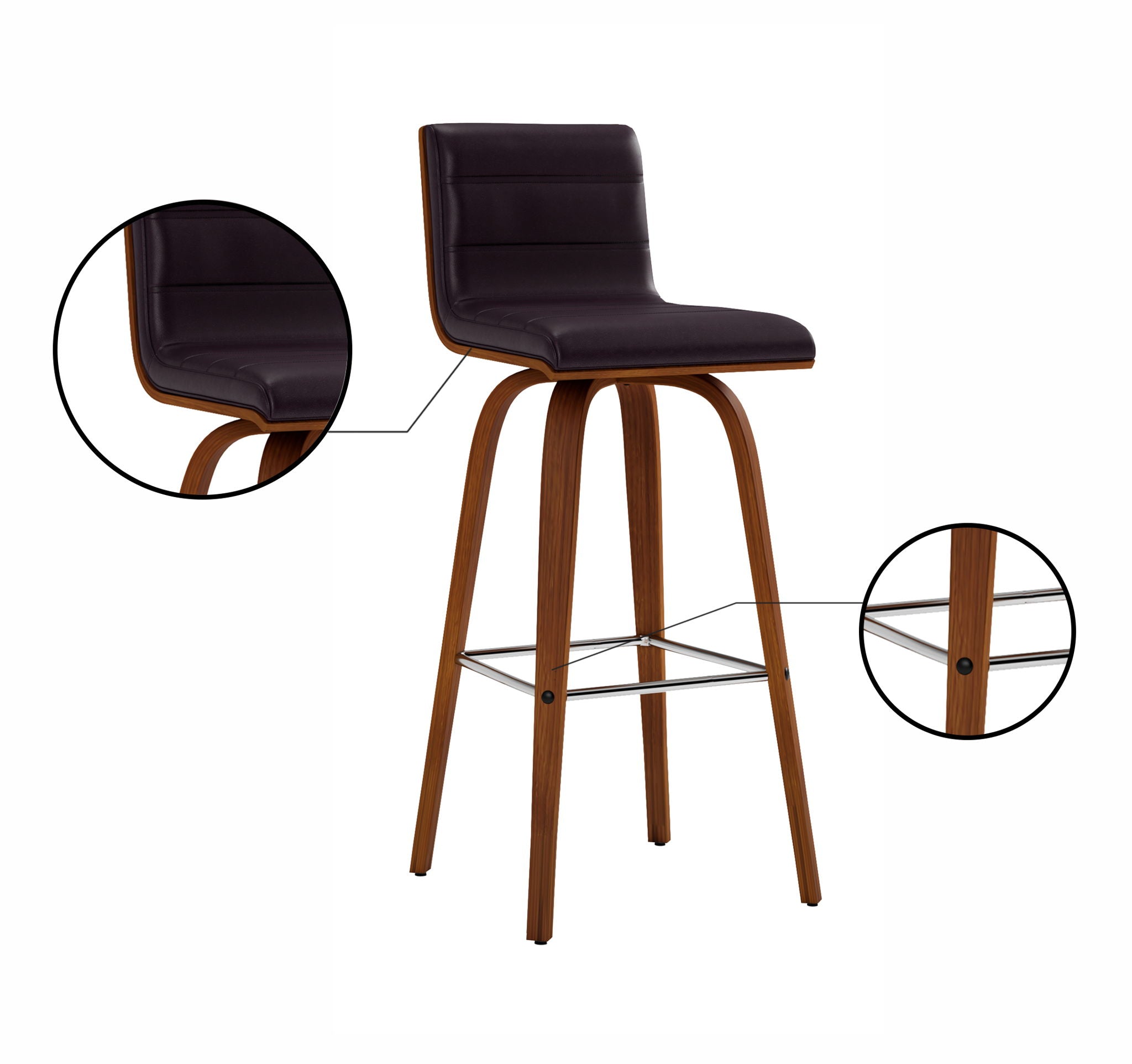 Vienna - 30" Swivel Bar Stool - Walnut Wood
