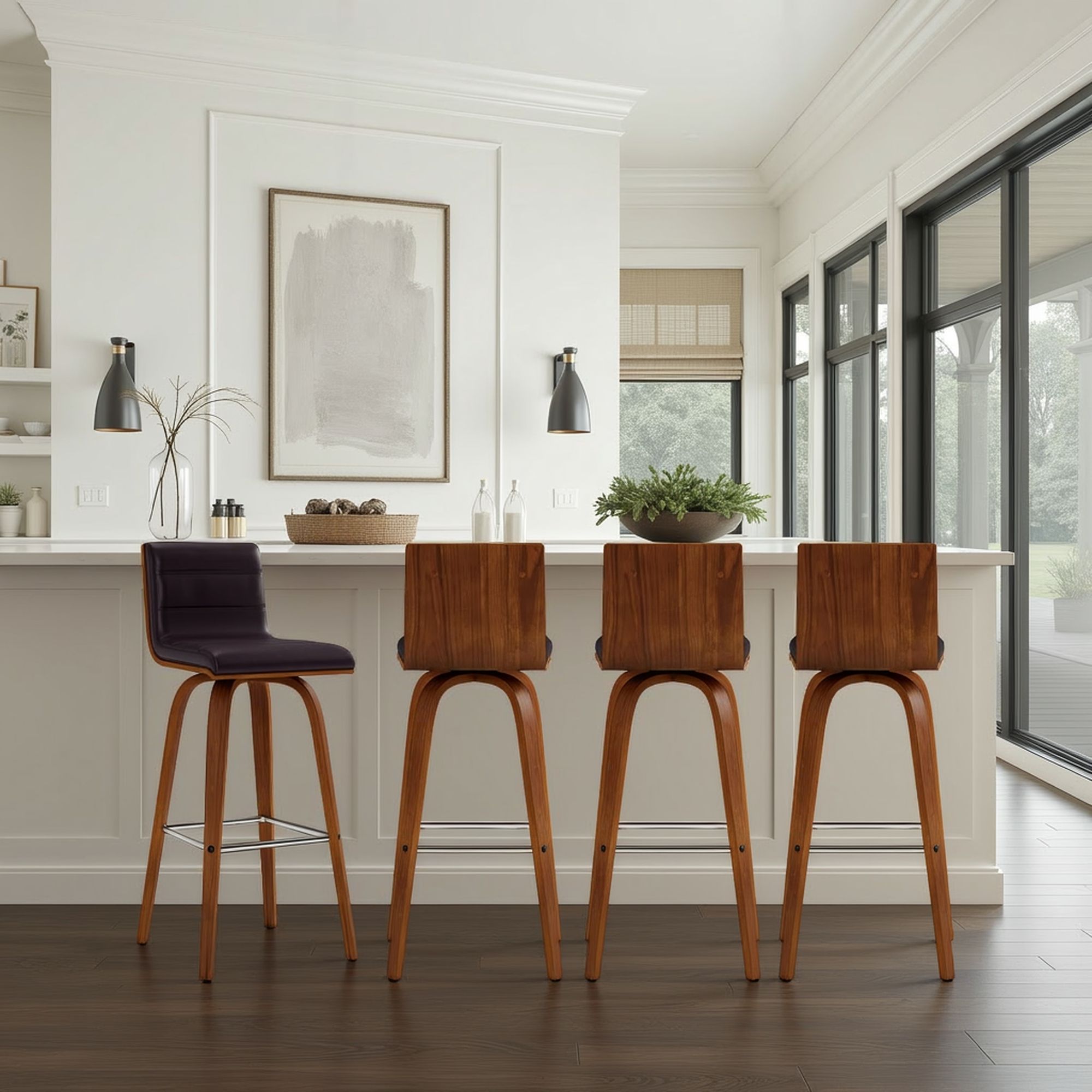 Vienna - 30" Swivel Bar Stool - Walnut Wood