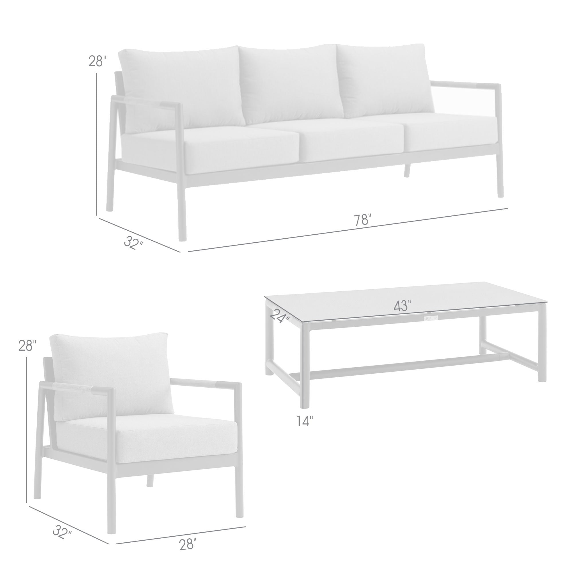 Royal - 4 Piece Aluminum And Teak Outdoor Seating Set With Cushions - Black / Dark Gray