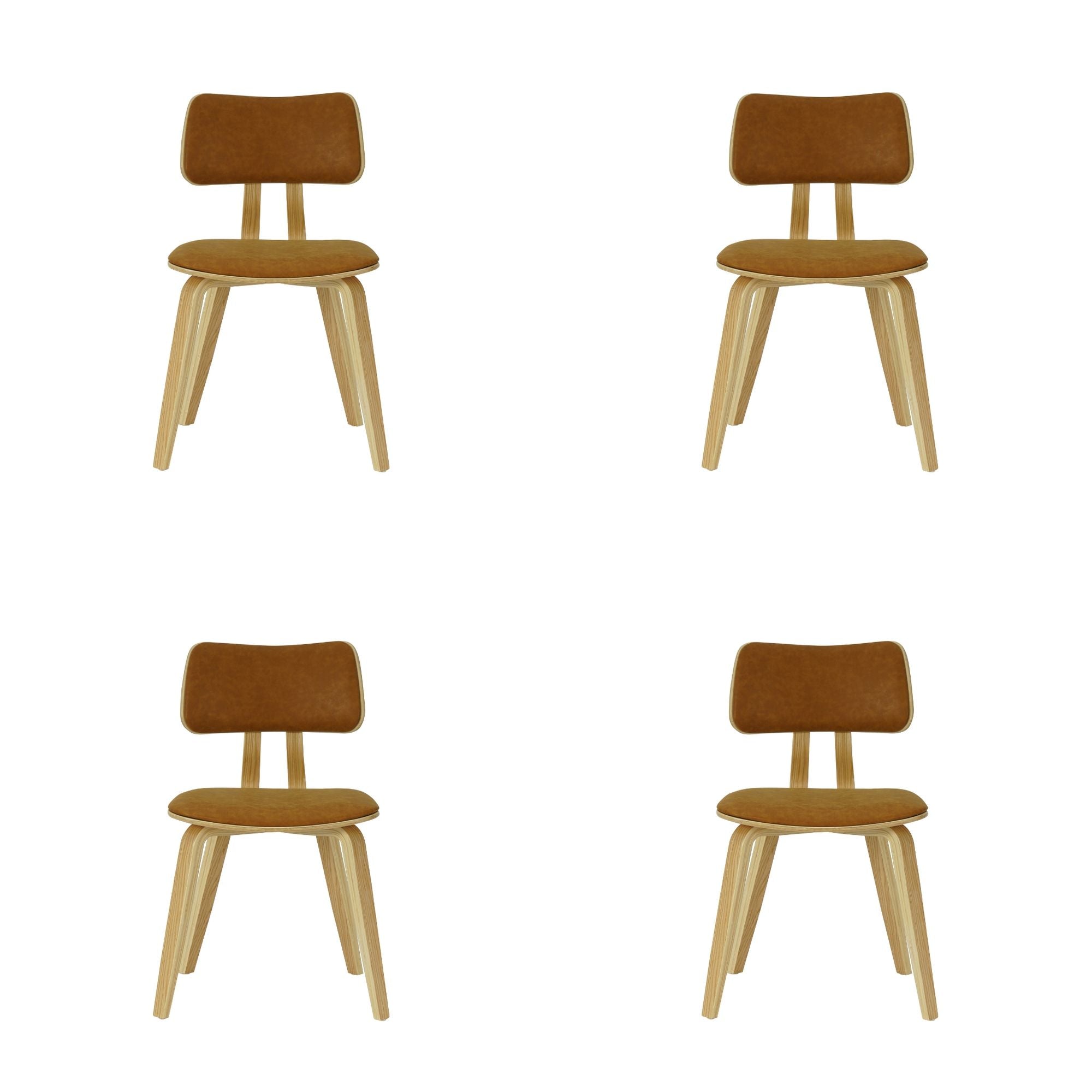 Jaguar - Curved Back Wood Dining Chair With Faux Leather Seat