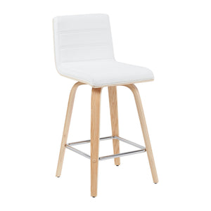 Vienna - Modern Counter Height Swivel Bar Stool - Patterned Oak Wood Frame