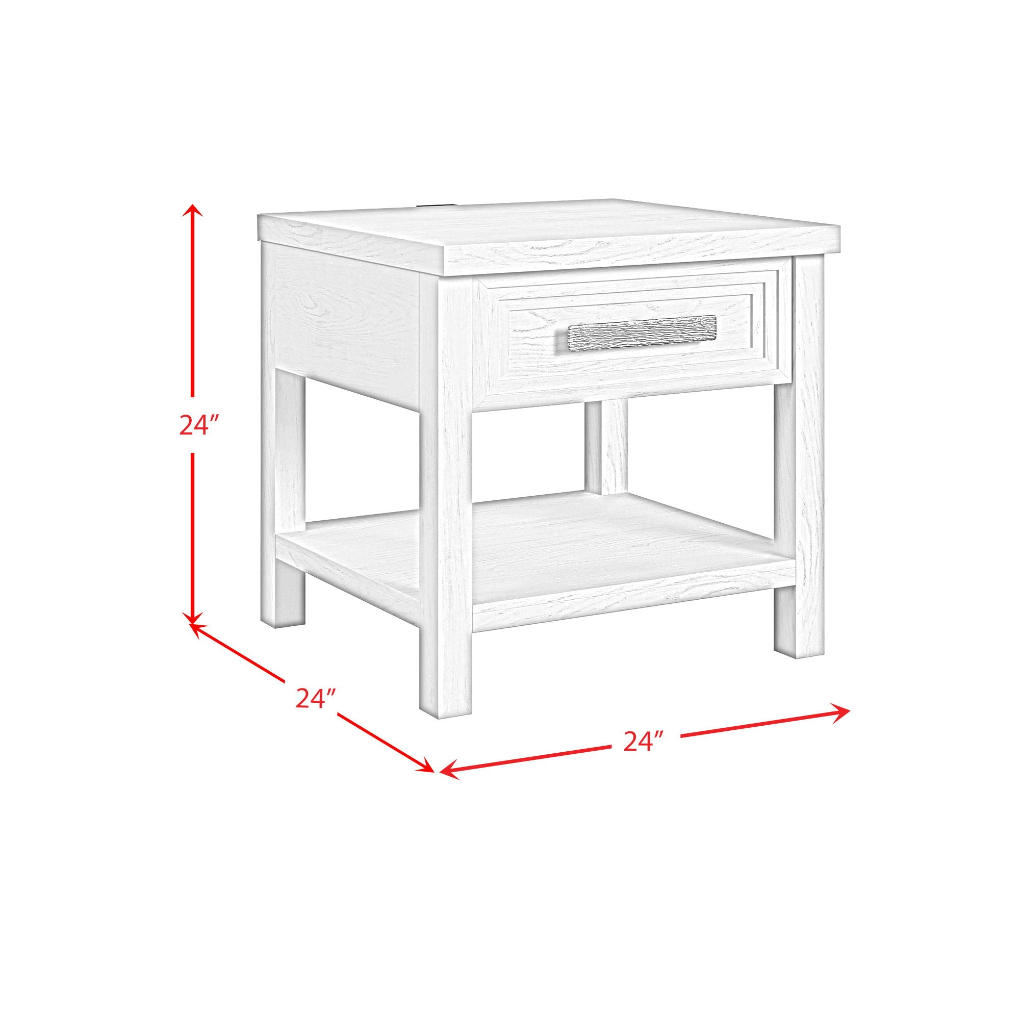 Avalanche - End Table With USB - Antique White