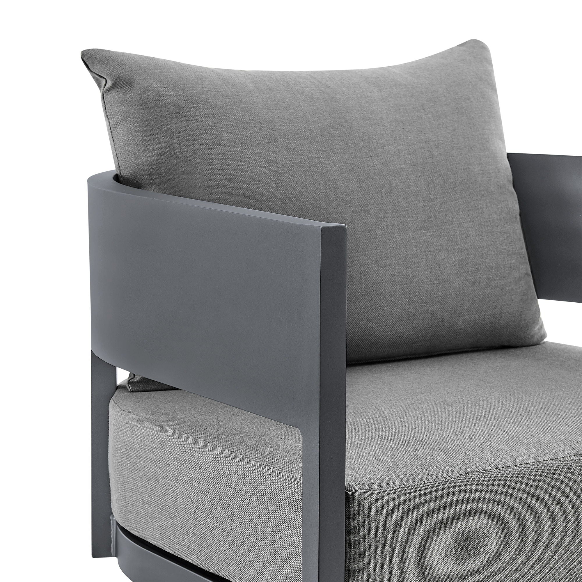 Argiope - 3 Piece Patio Outdoor Swivel Seating Set - Dark Gray Aluminum With Gray Cushions
