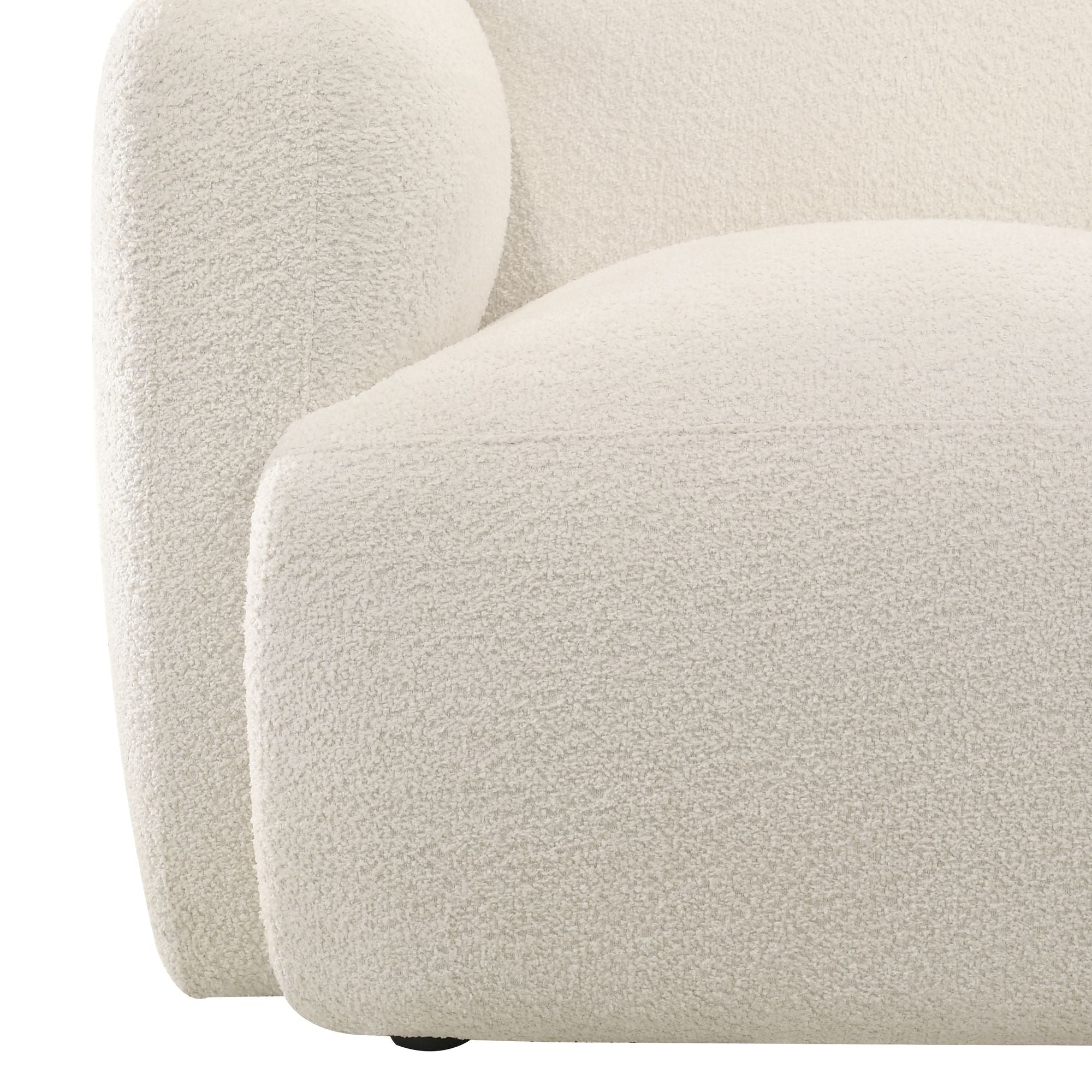 Sierra - Boucle Fabric Sofa With Rounded Arms - Ivory