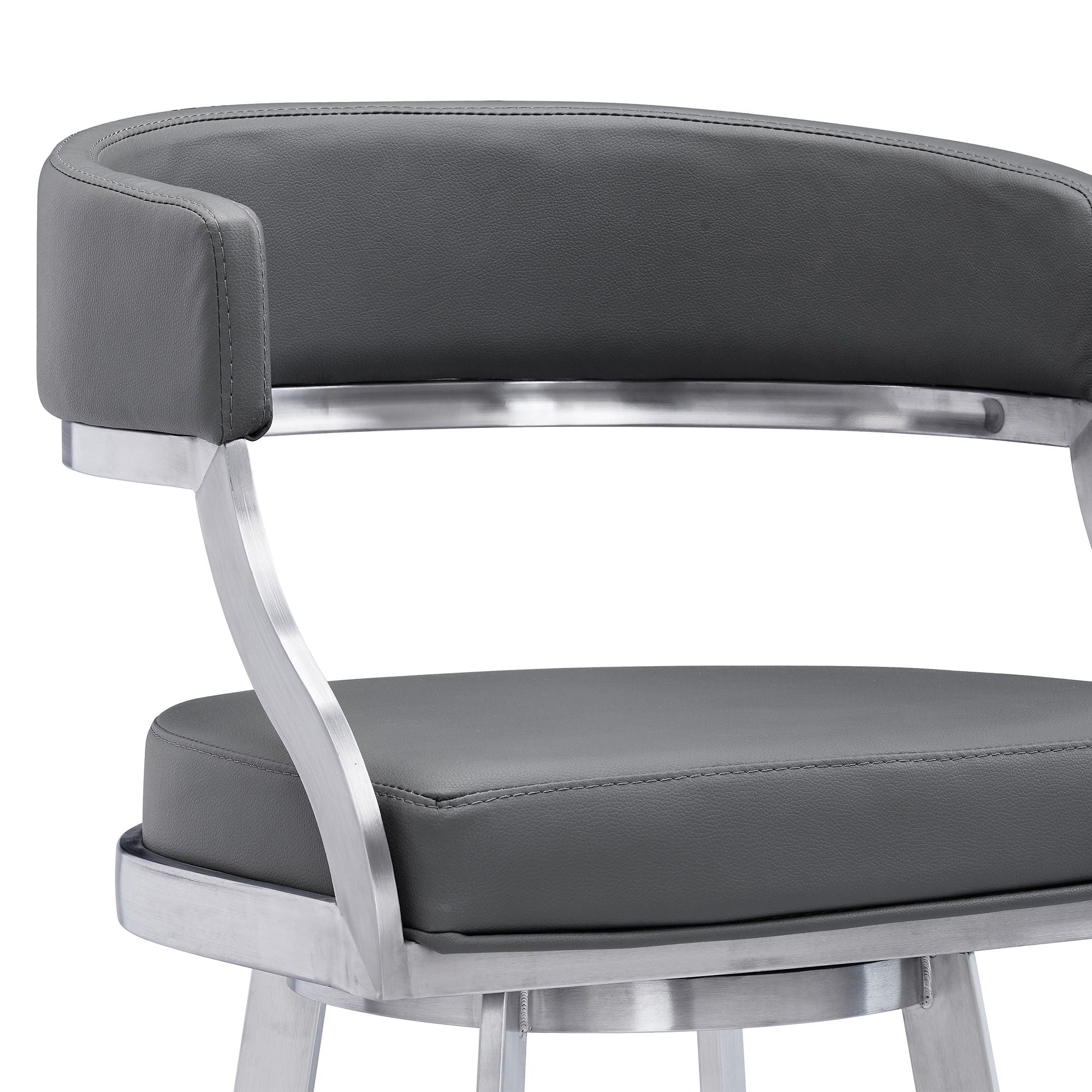 Dione - Swivel Faux Leather And Brushed Stainless Steel Bar Stool