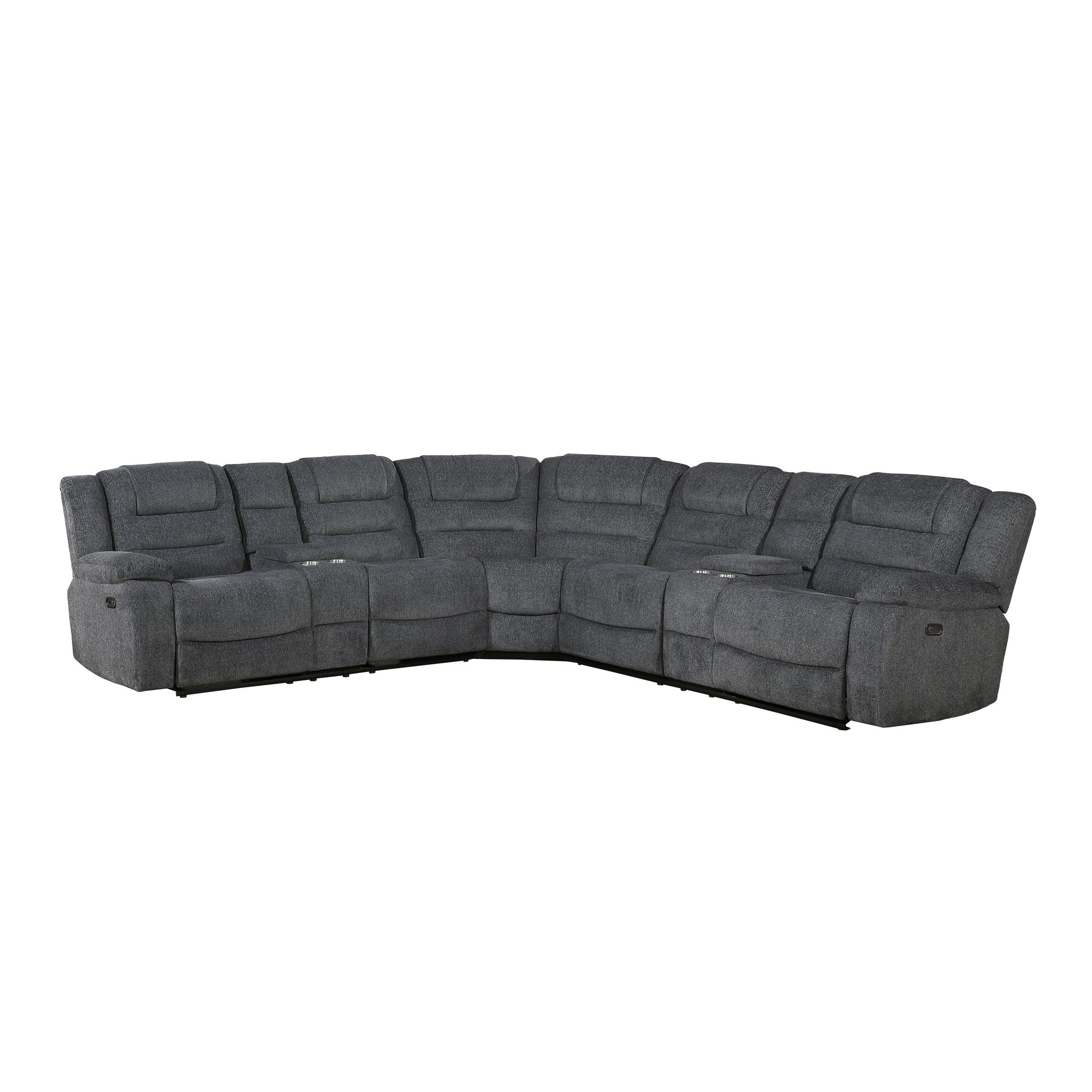 Redondo - Power 3 Piece Ssectional (2 Loveseats & Wedge) - Dark Gray
