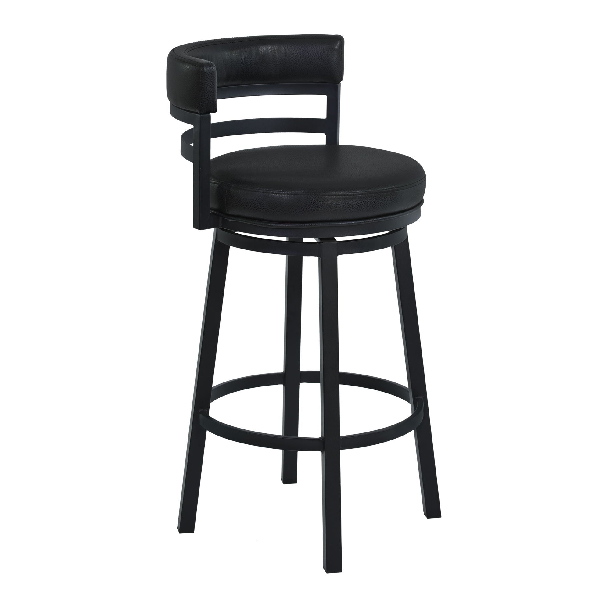 Madrid - 26" Counter Height Metal Swivel Barstool - Ford Black Pu And Black Finish