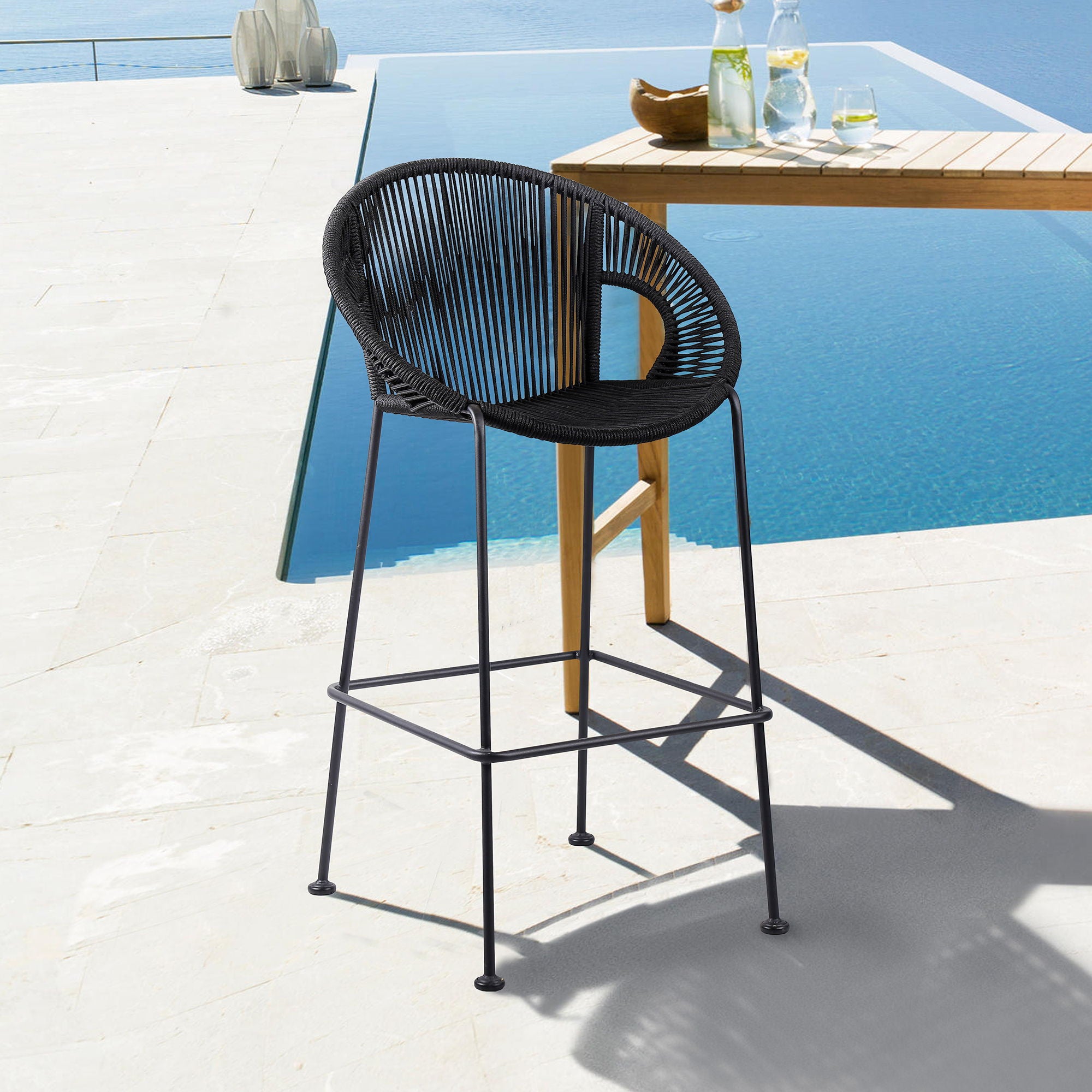 Acapulco - Indoor Outdoor Steel Bar Stool With Rope Set