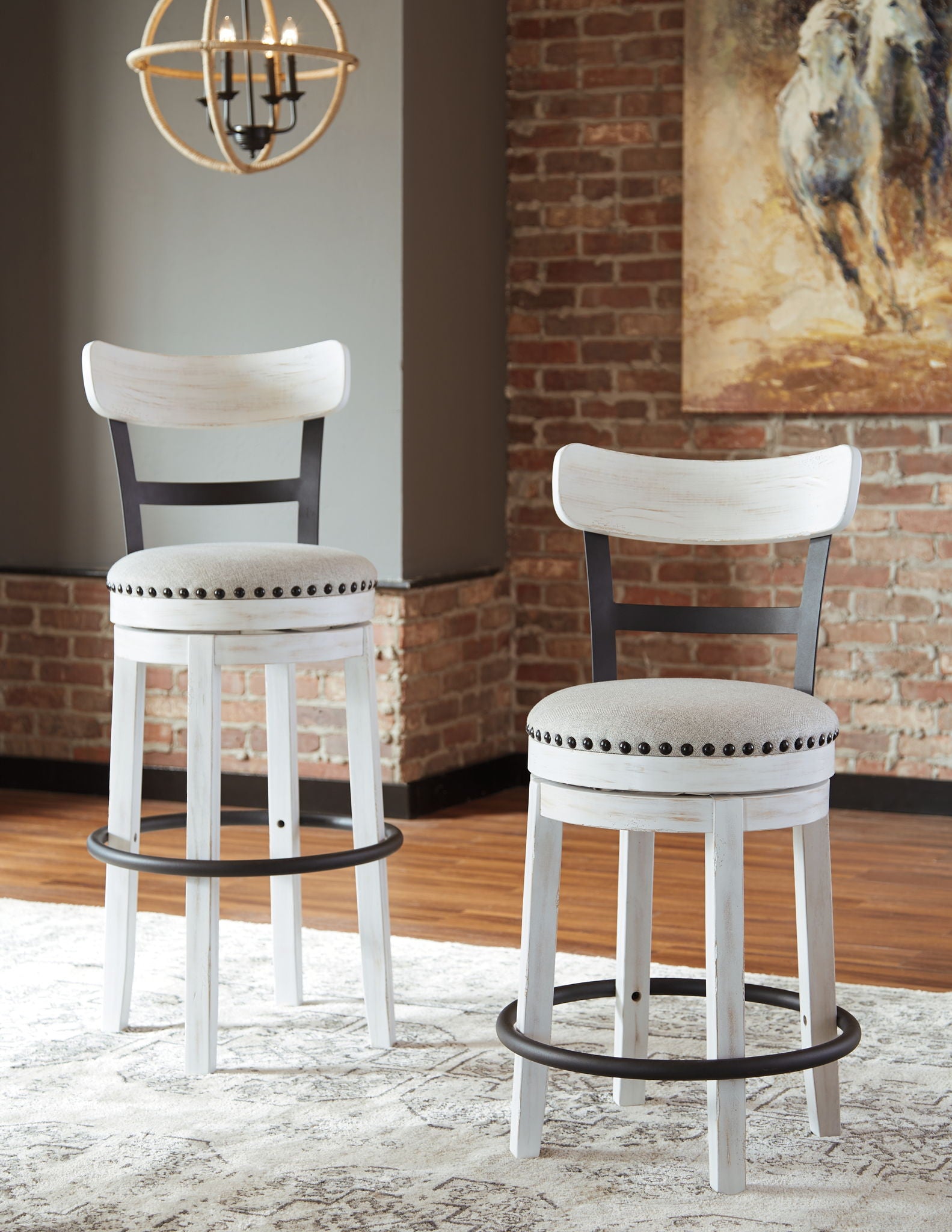 Valebeck - Tall Upholstered Swivel Barstool