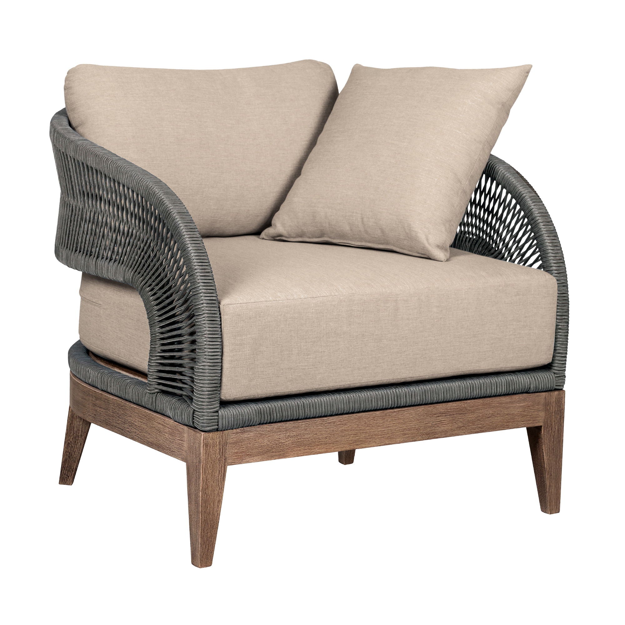 Orbit - 4 Piece Outdoor Patio Conversation Set - Weathered Eucalyptus / Taupe