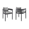 Menorca - Outdoor Patio Dining Chairs In Aluminum With Gray Cushions - (Set Of 2)