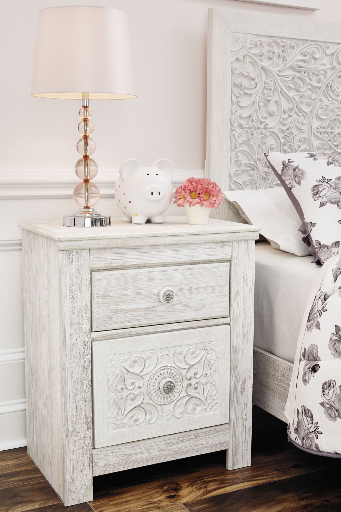 Paxberry - Two Drawer Night Stand - Whitewash
