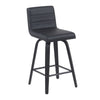 Vienna - Modern Counter Height Swivel Bar Stool - Black Brushed Wood Frame