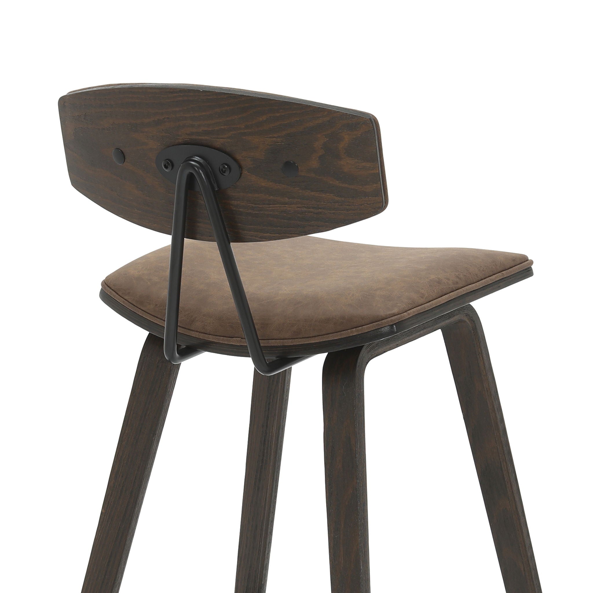 Fox - Counter Height Curved Back Wood Bar Stool With Faux Leather Seat