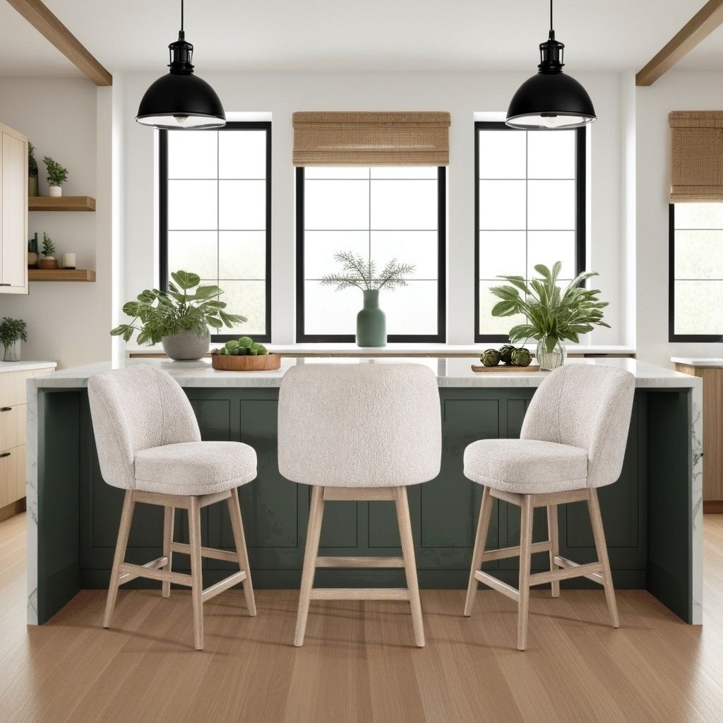 Sadie - Solid Wood Upholstered 26" Counter Height Swivel Barstool