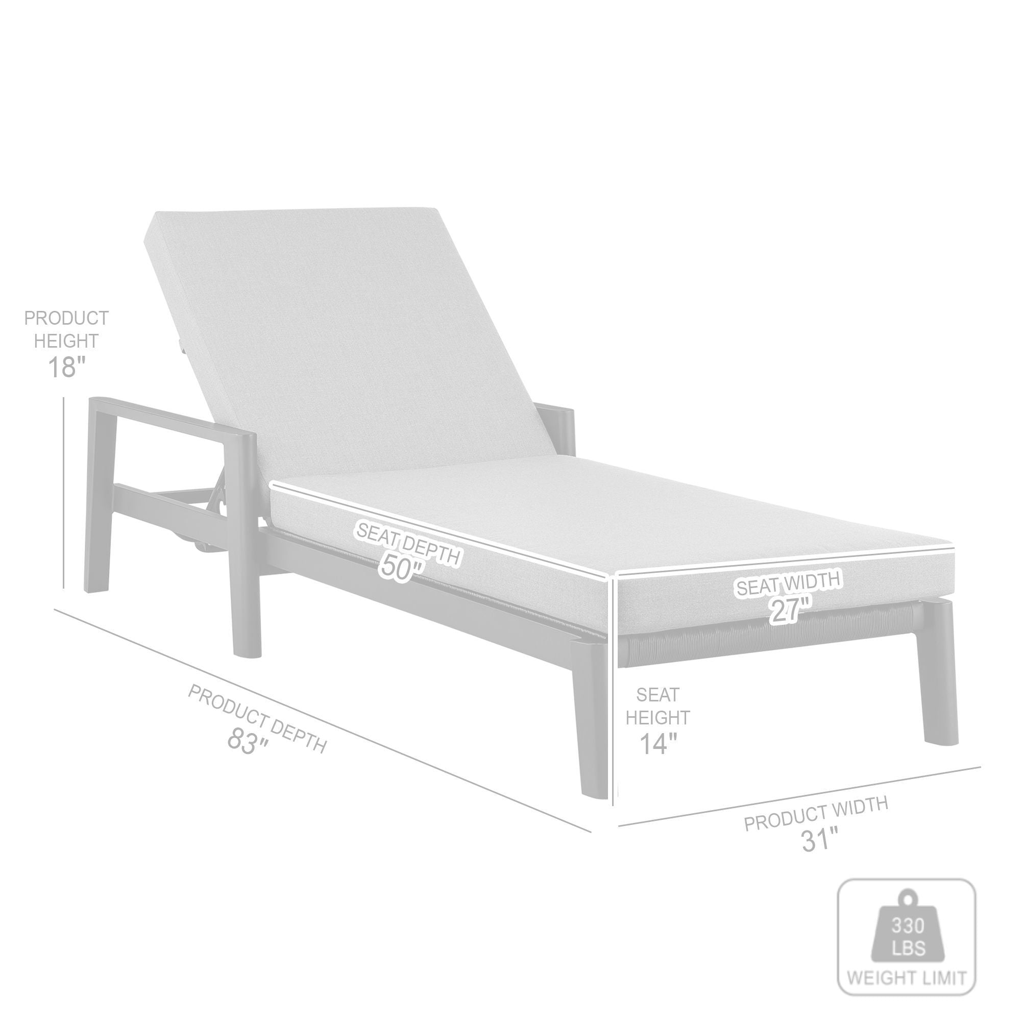 Cayman - Outdoor Patio Adjustable Chaise Lounge Chair With Cushions - Gray