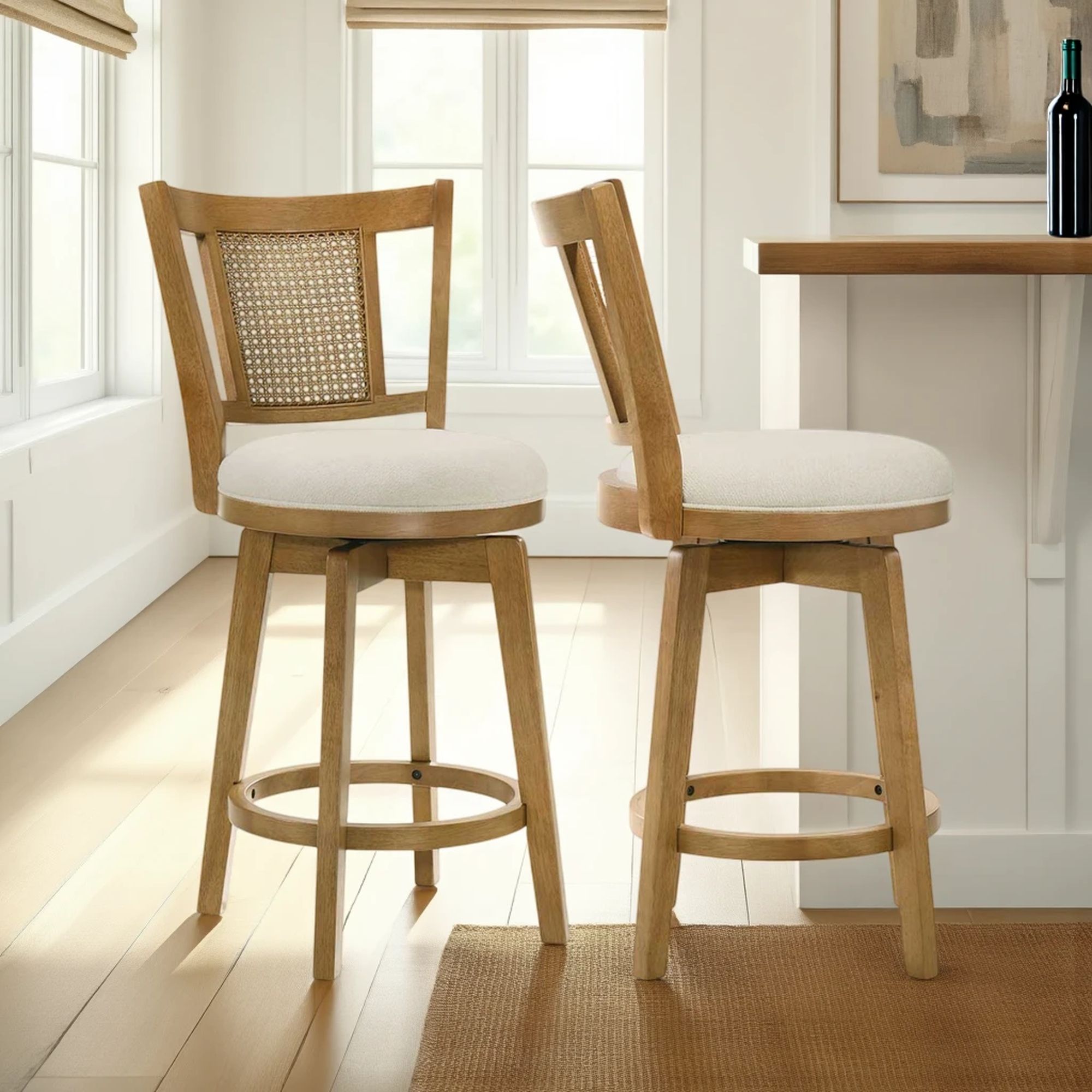 Isla - 30" Amber Glow Bar Height Rubberwood Swivel Barstool
