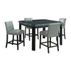 Francesca - Square 5 Piece Counter Height Dining Set, Table & Four PU Chairs - Gray / Marble